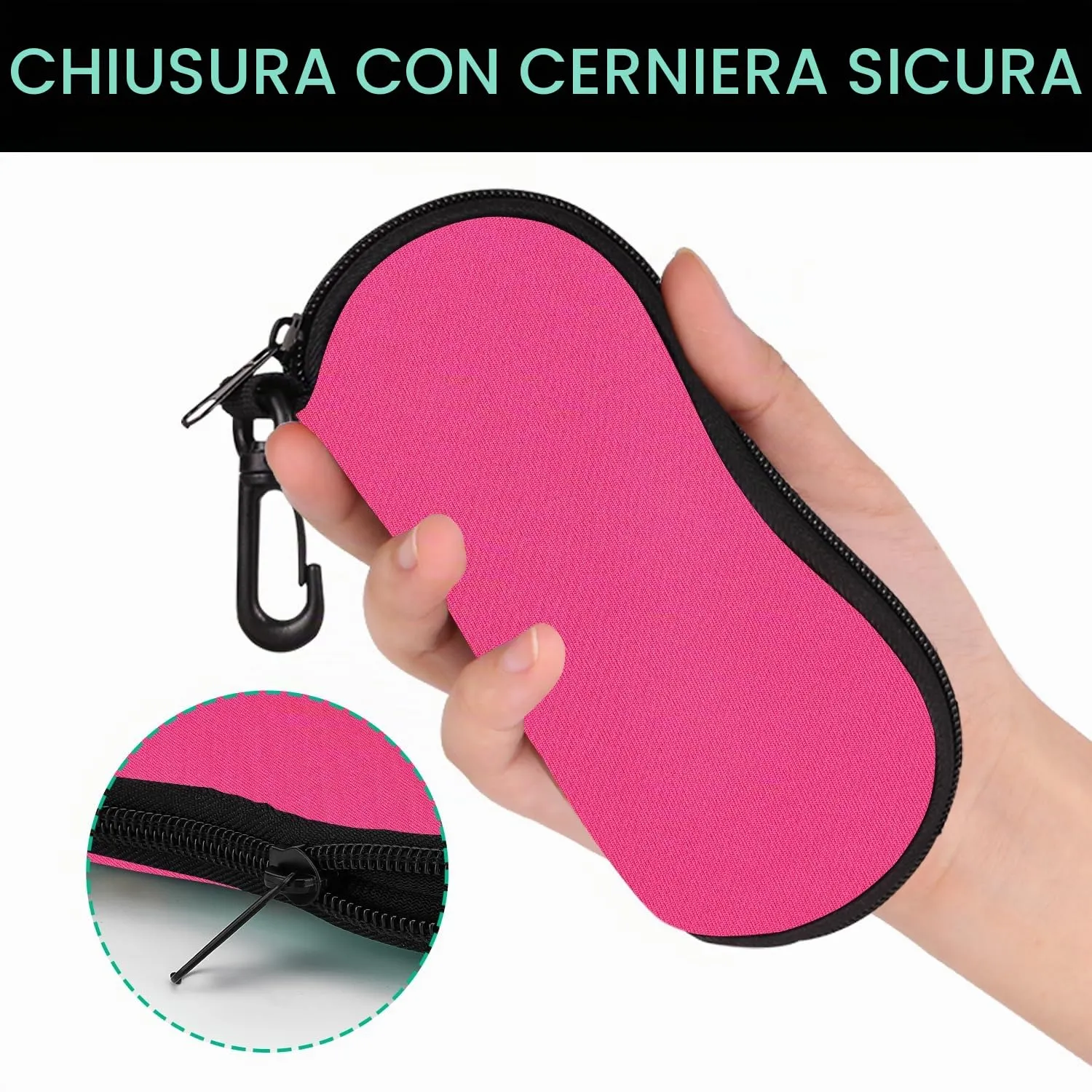 MoKo Custodia in Neoprene per Occhiali da Sole con Clip da Cintura - Magenta - immagine 5