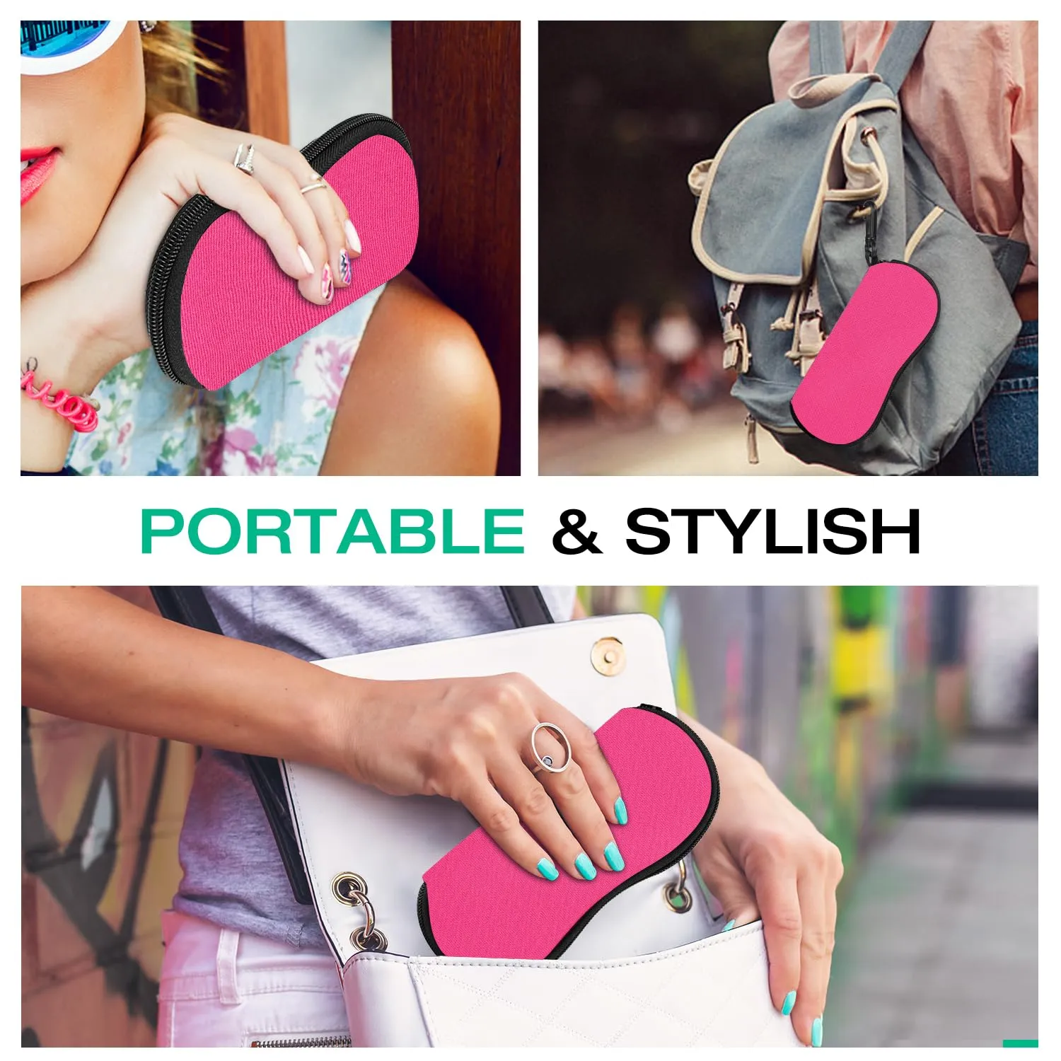 MoKo Custodia in Neoprene per Occhiali da Sole con Clip da Cintura - Magenta - immagine 6