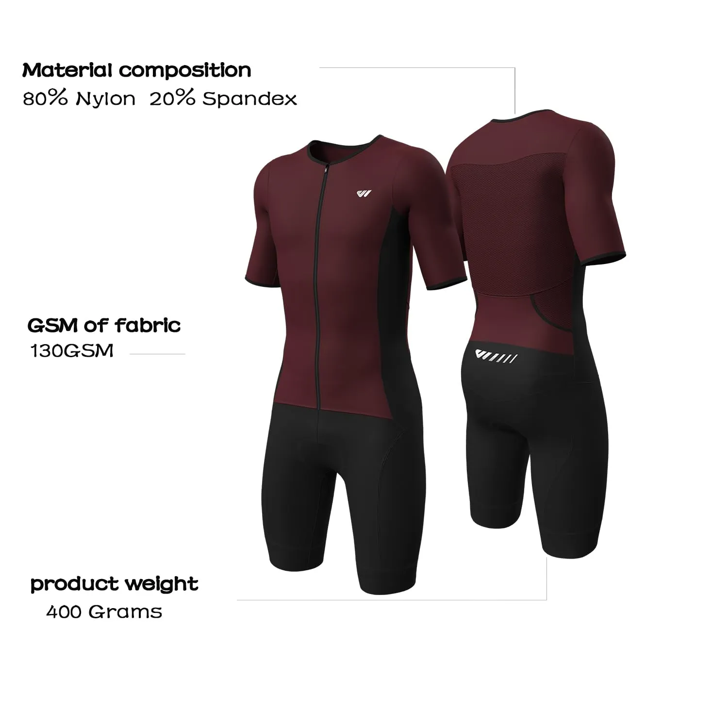 Lo.gas Trisuit Uomo Triathlon Tuta a Maniche Corte Traspirante Asciugatura Rapida - immagine 3