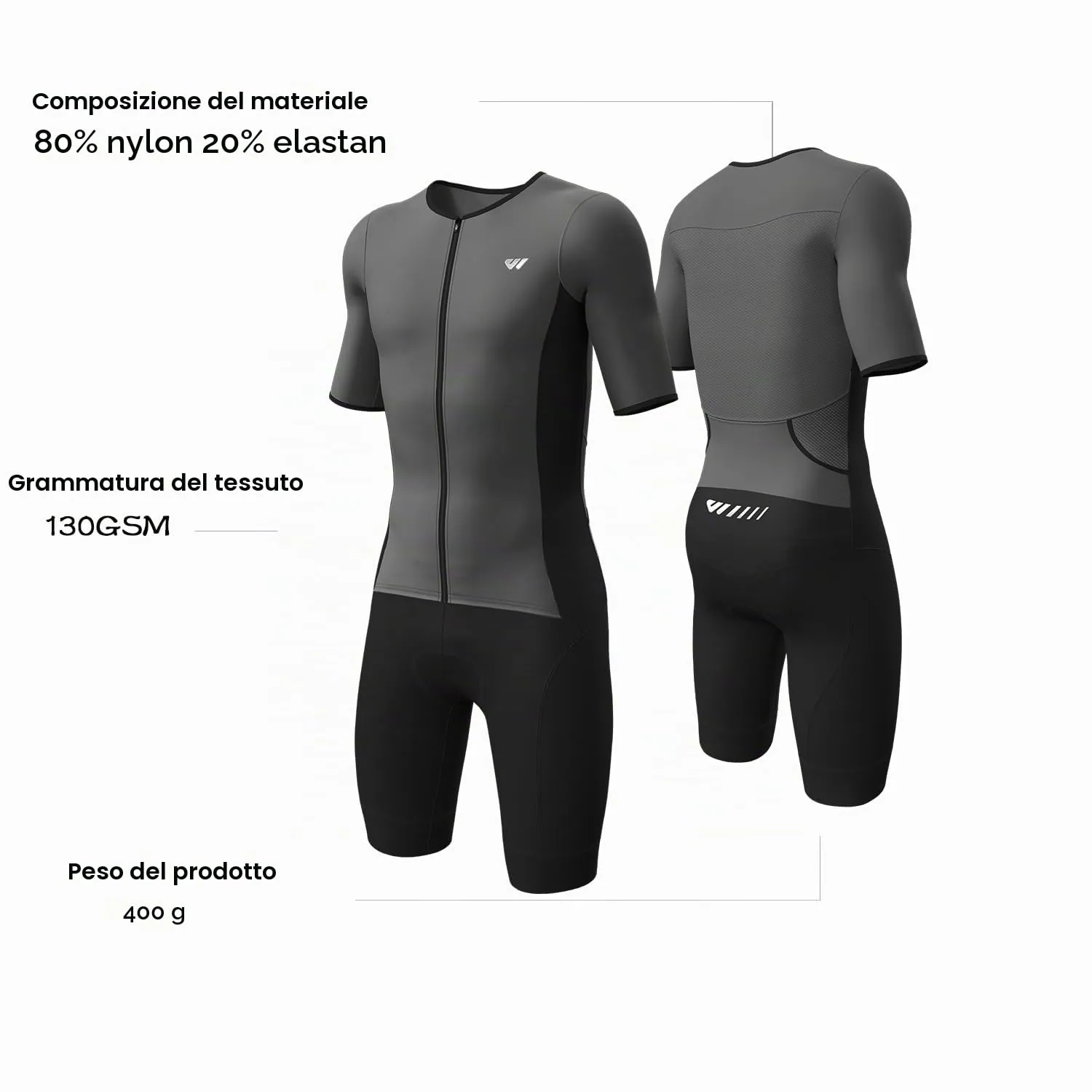 Lo.gas Trisuit Uomo Triathlon Tuta a Maniche Corte Traspirante Asciugatura Rapida - immagine 3
