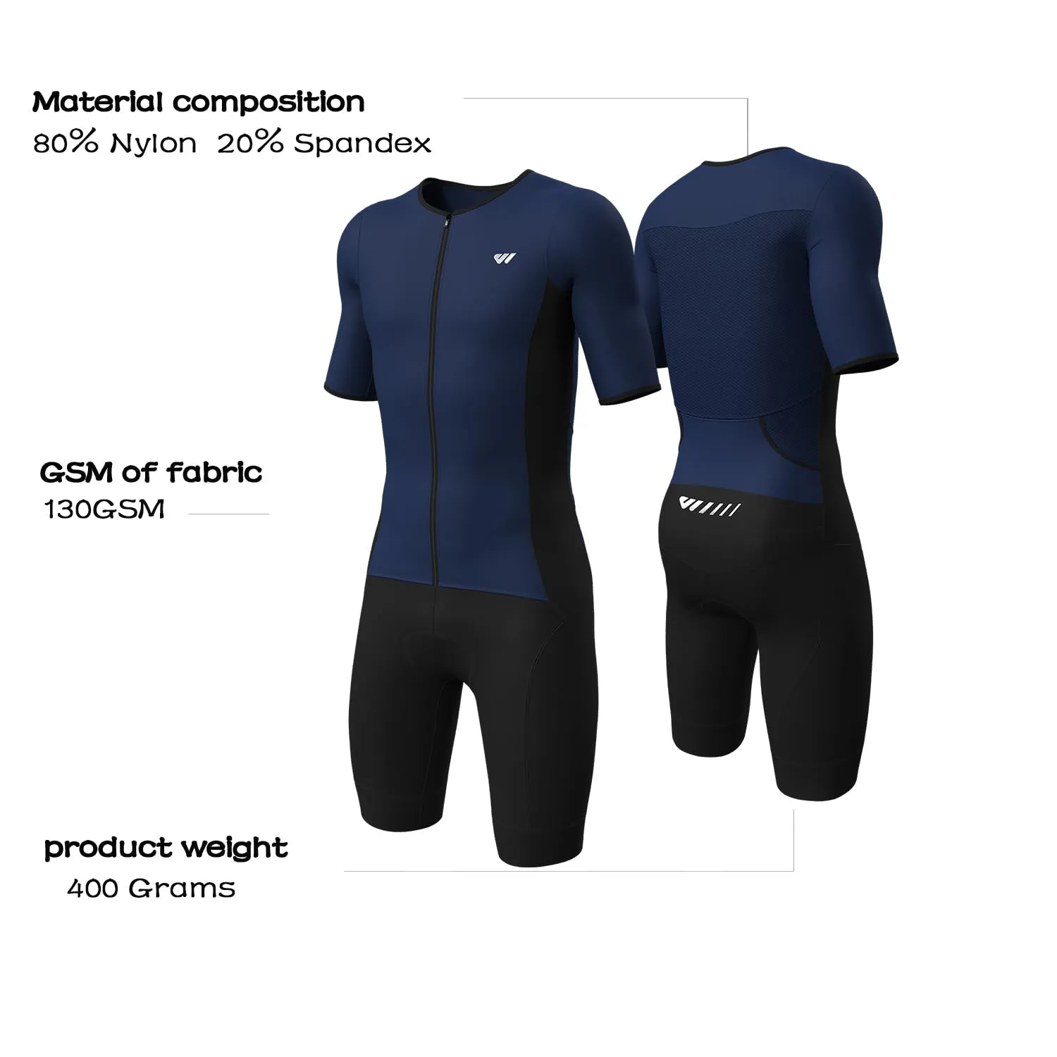Lo.gas Trisuit Uomo Triathlon Tuta a Maniche Corte Traspirante Asciugatura Rapida - immagine 3