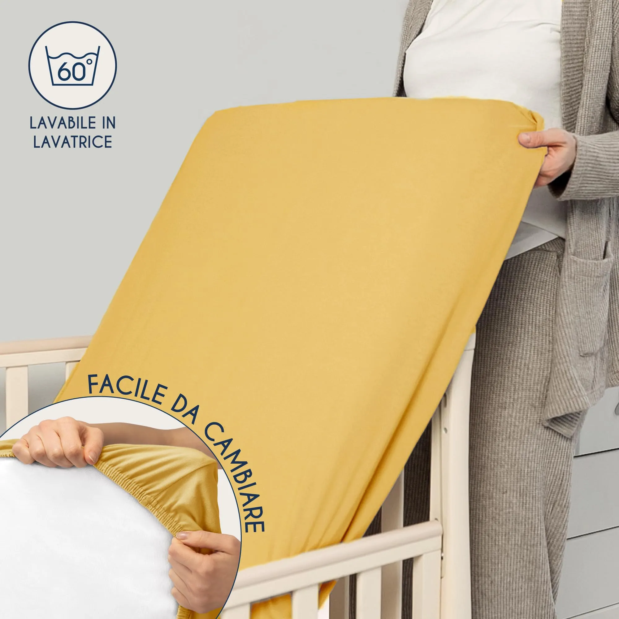 Dreamzie Set 2 Lenzuoli con Angoli in Cotone per Bambini 60x120/70x140 Oeko Tex Giallo - immagine 6