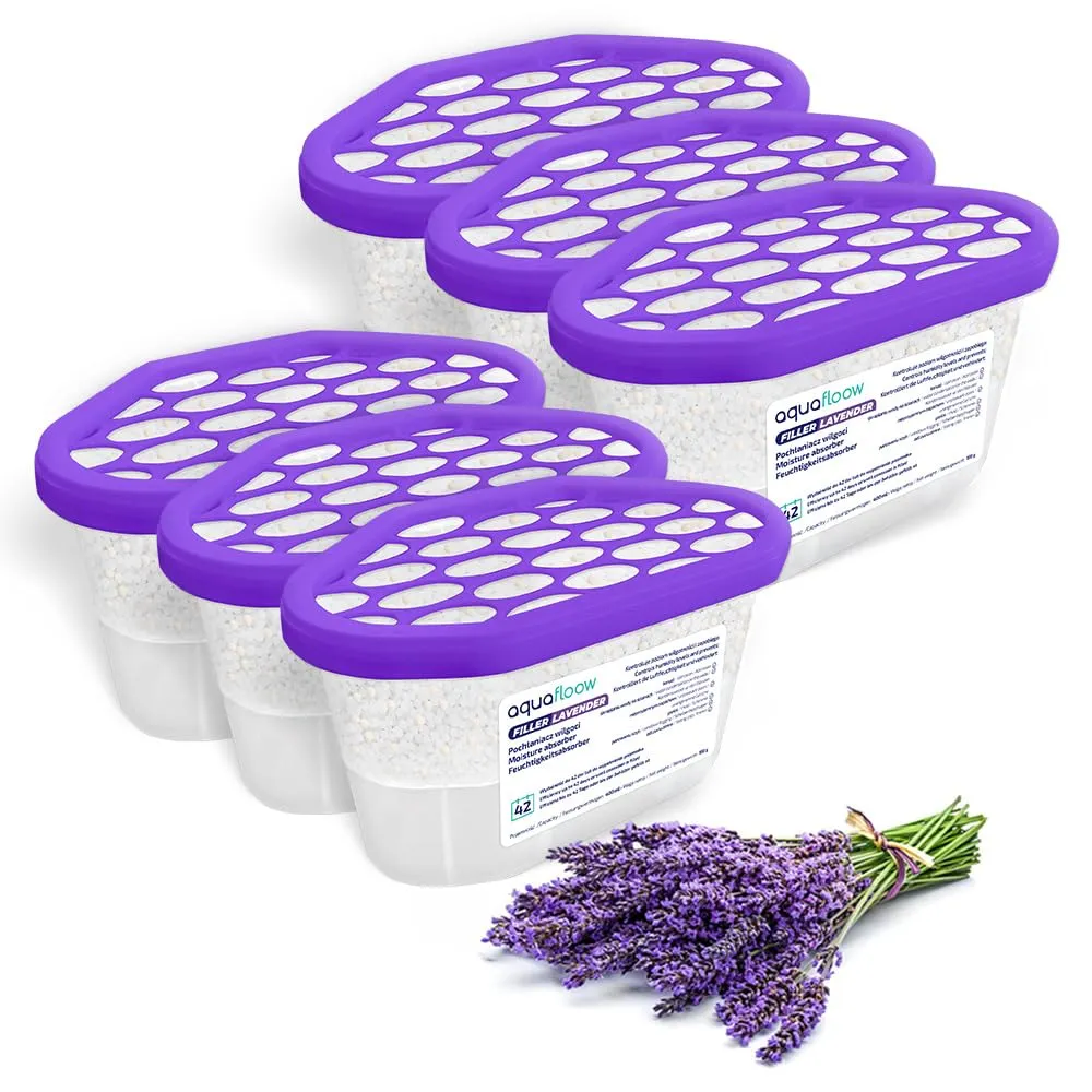 Aquafloow Assorbitore di Umidità per Ambienti 400 ml, Lavender, 6 Pezzi - immagine 1