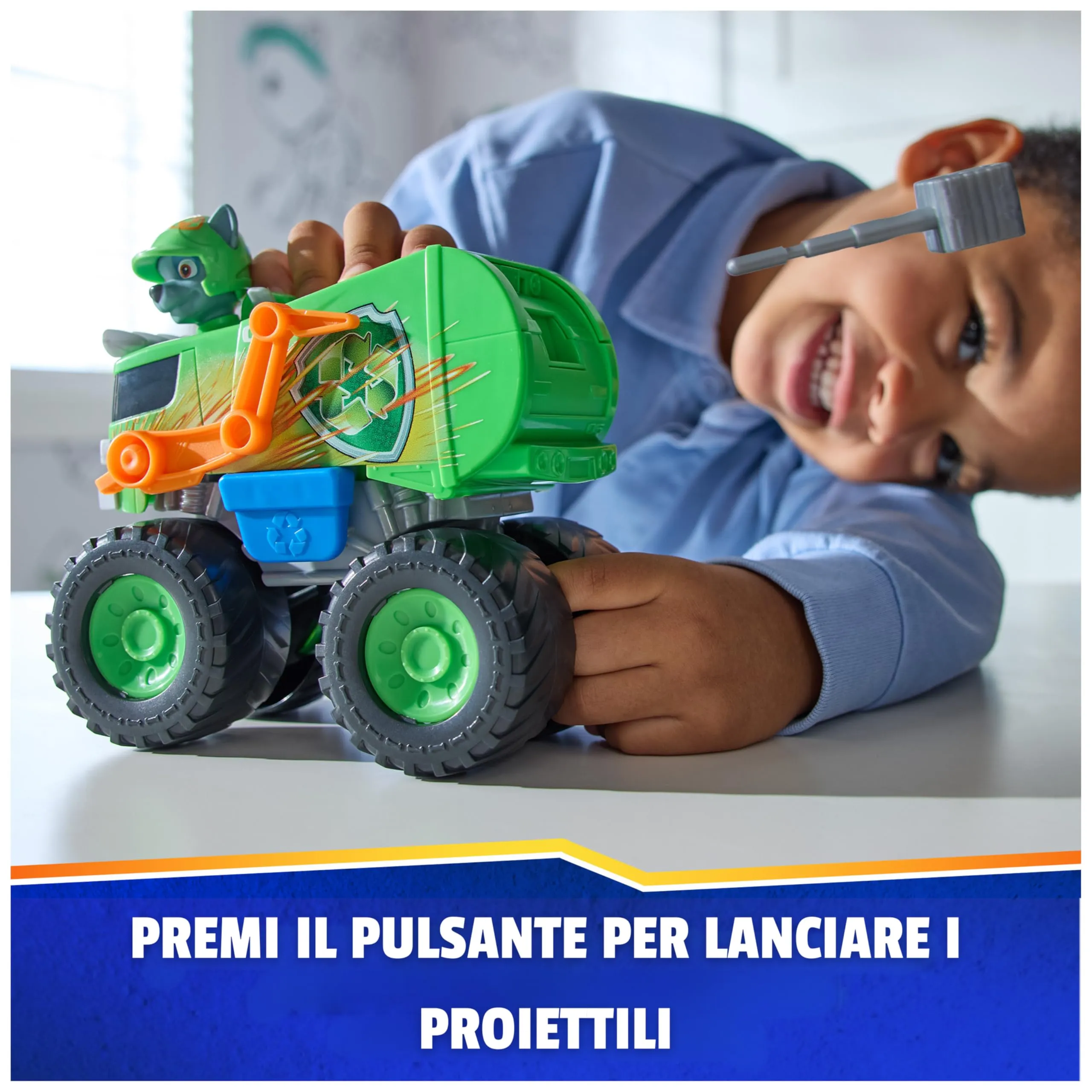 Paw Patrol Rescue Wheels Camion per la Raccolta Differenziata di Rocky con Lanciamissili e Action Figure - immagine 5