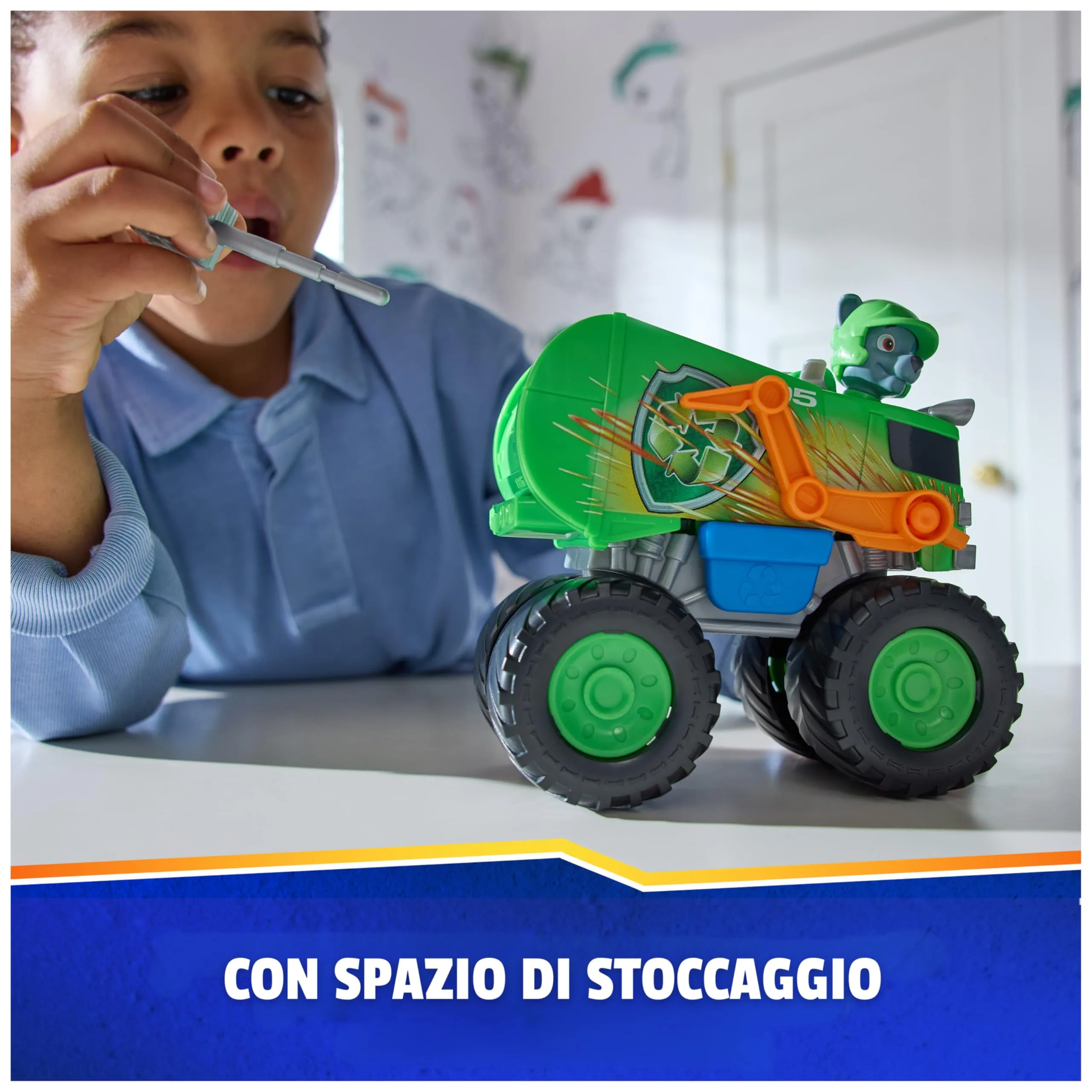 Paw Patrol Rescue Wheels Camion per la Raccolta Differenziata di Rocky con Lanciamissili e Action Figure - immagine 6