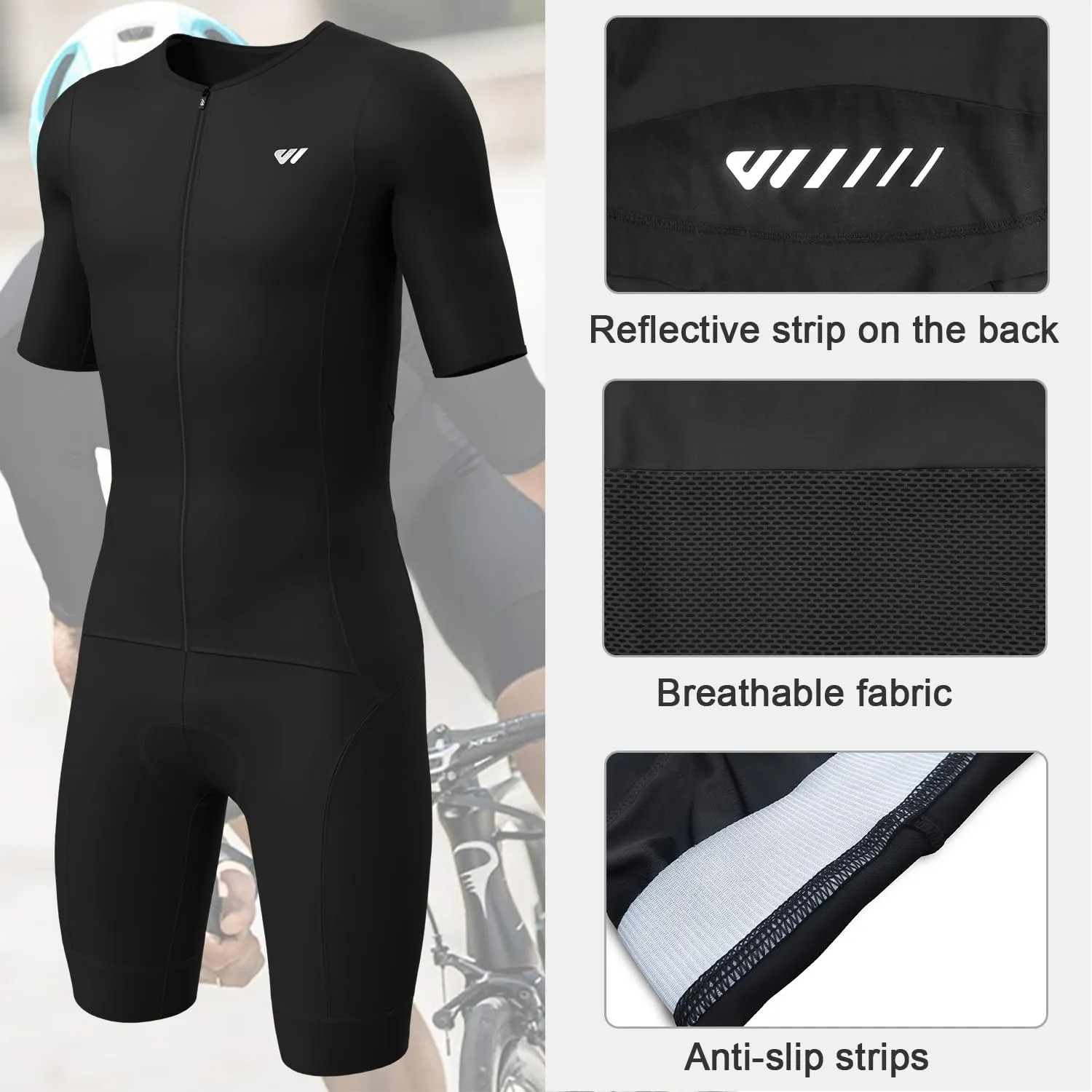 Lo.gas Trisuit Uomo Triathlon Tuta a Maniche Corte Traspirante Asciugatura Rapida - immagine 2