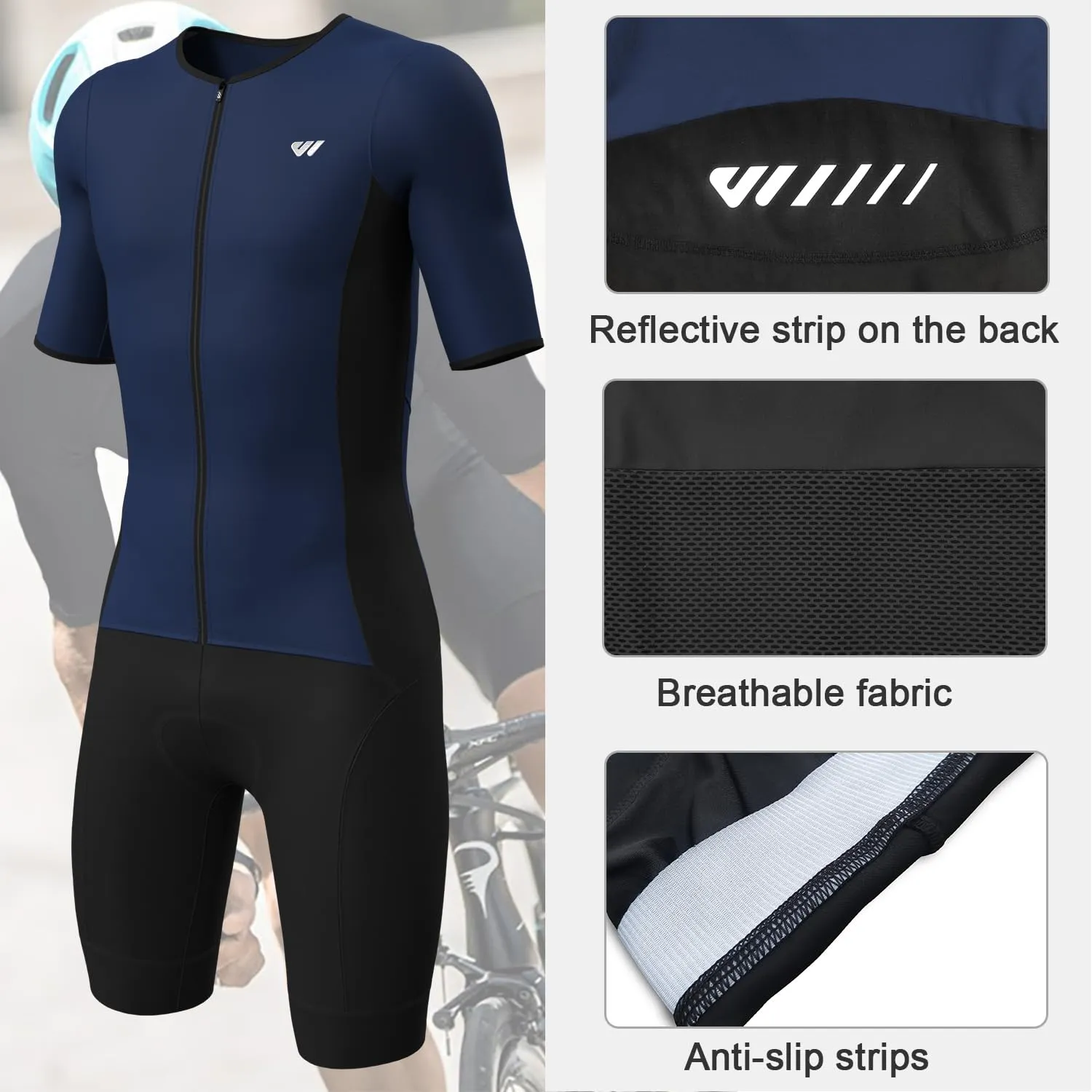 Lo.gas Trisuit Uomo Triathlon Tuta a Maniche Corte Traspirante Asciugatura Rapida - immagine 2