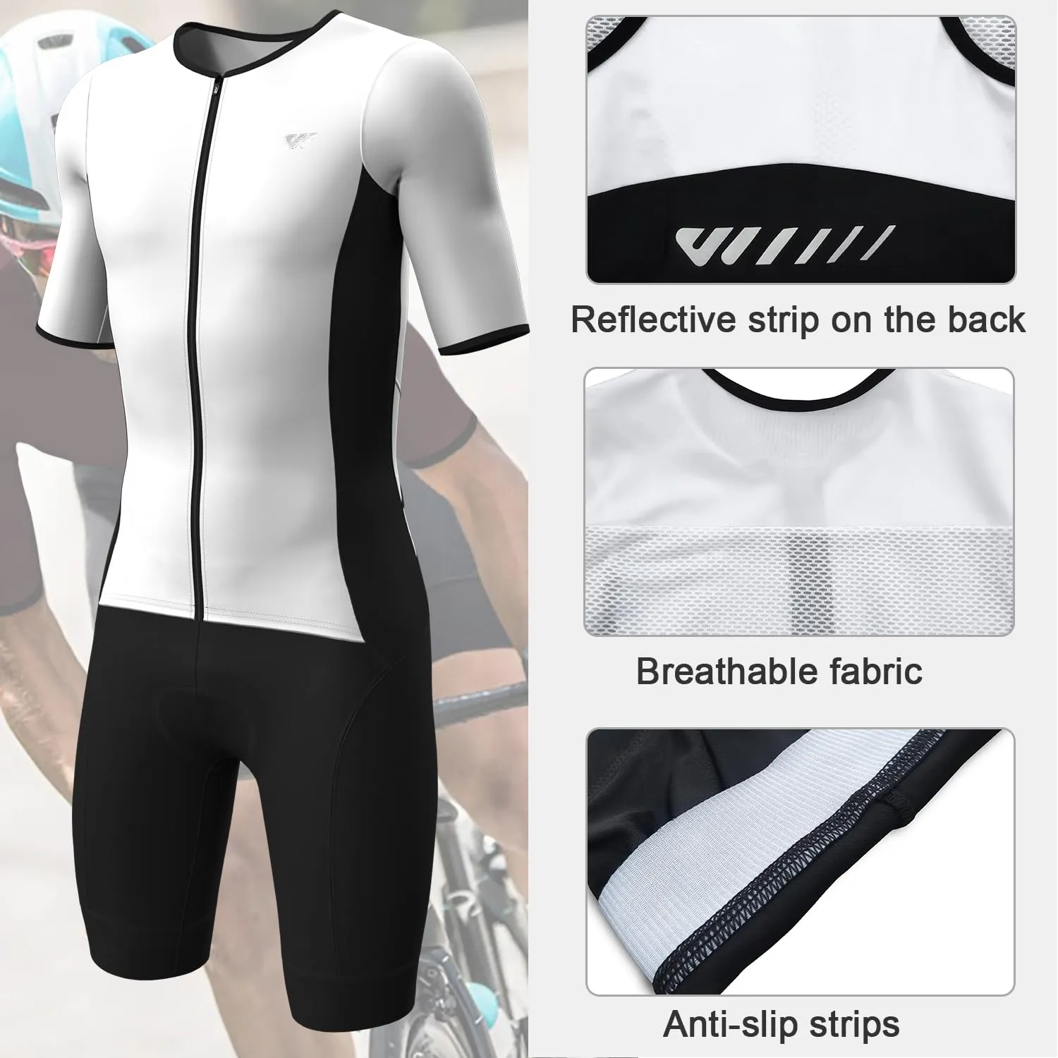 Lo.gas Trisuit Uomo Triathlon Tuta a Maniche Corte Traspirante Asciugatura Rapida - immagine 2