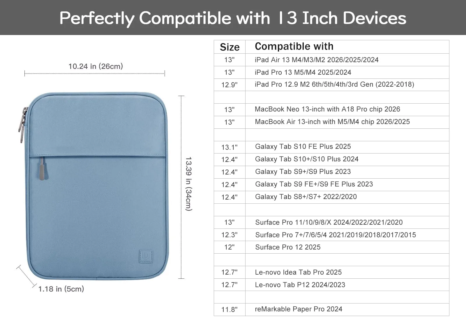 Dadanism Custodia Borsa Portatile per Tablet 13 Pollici, Blu - immagine 2