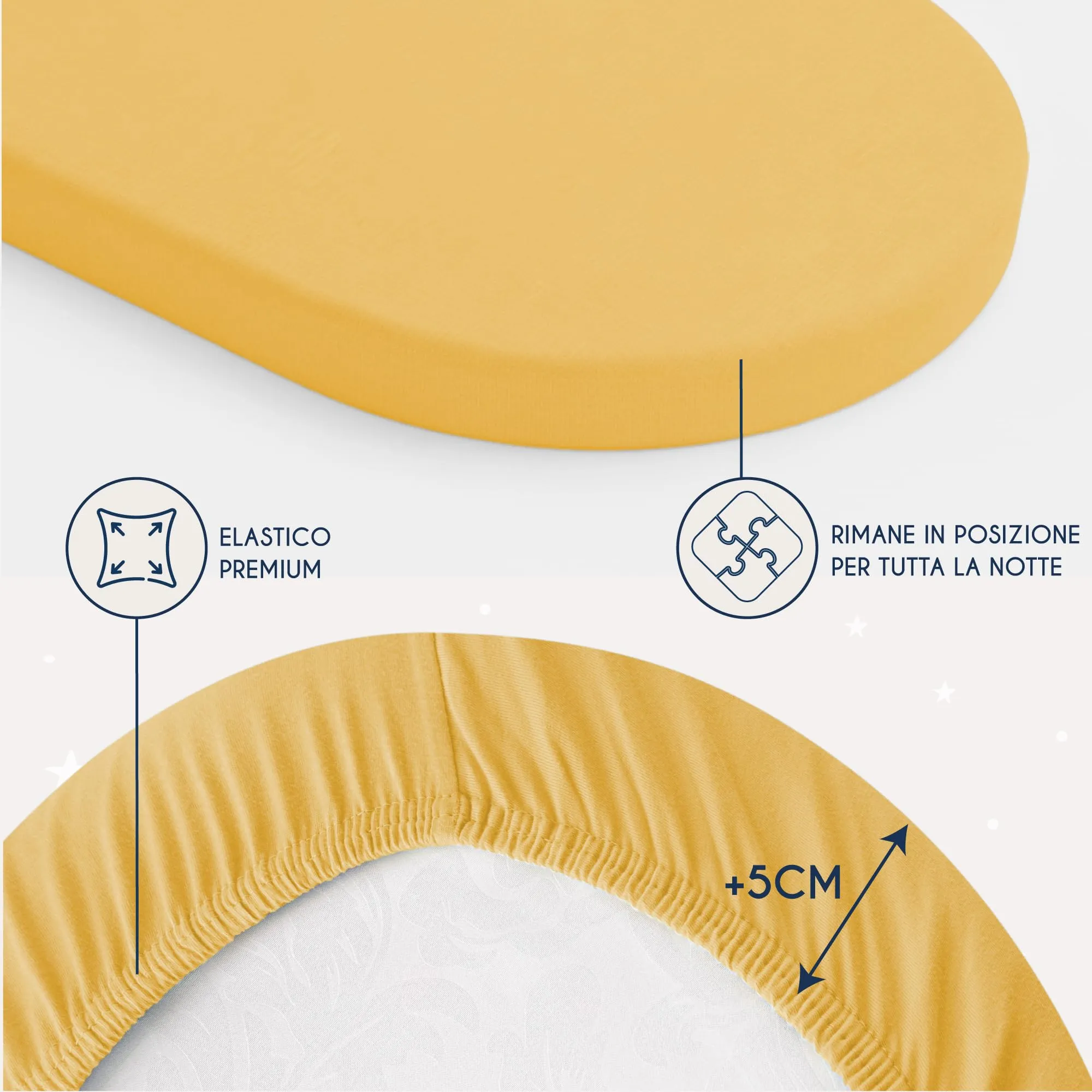 Dreamzie Set 2 Lenzuola con Angoli in Cotone per Bambini 40x80 Giallo Oeko Tex - immagine 4