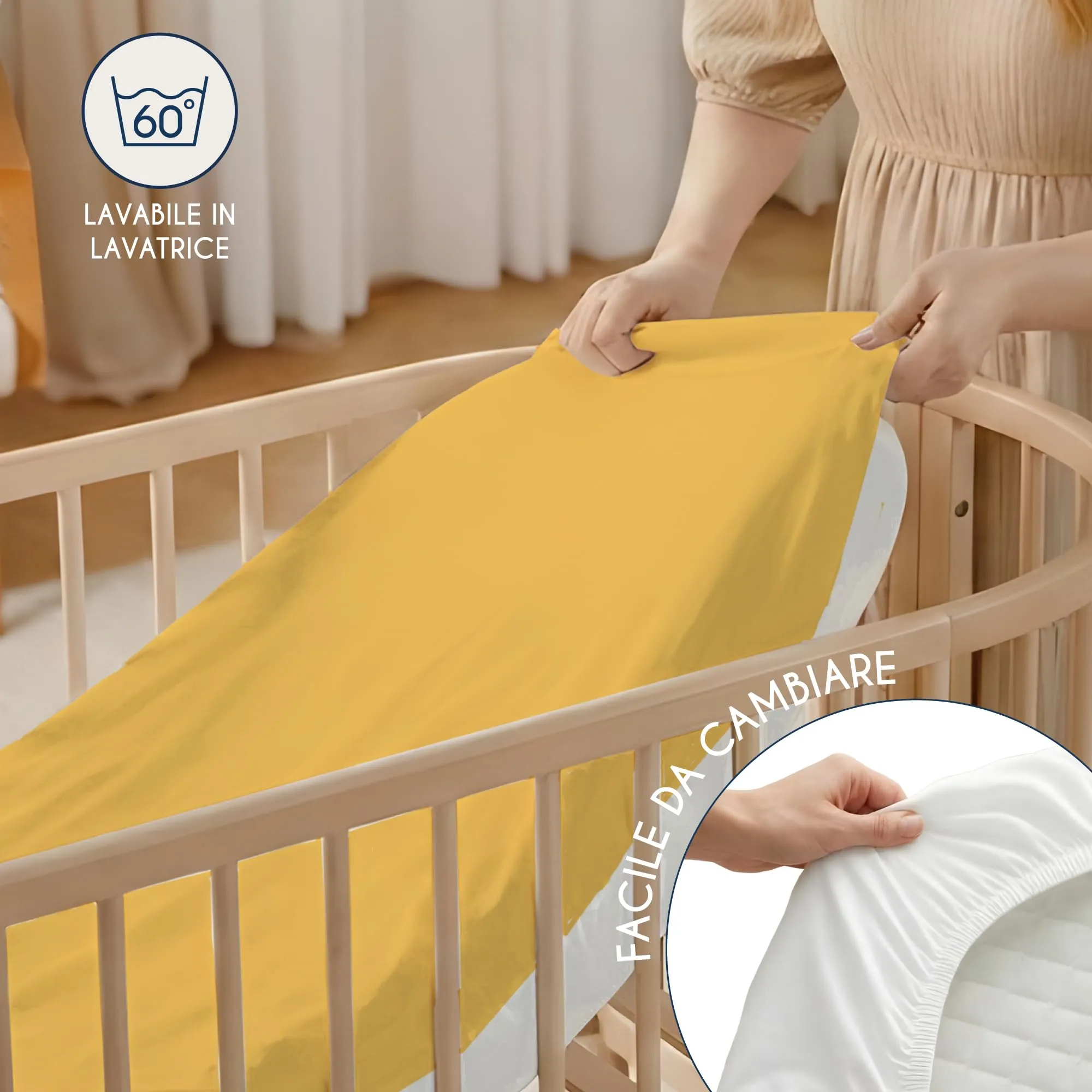 Dreamzie Set 2 Lenzuola con Angoli in Cotone per Bambini 40x80 Giallo Oeko Tex - immagine 6