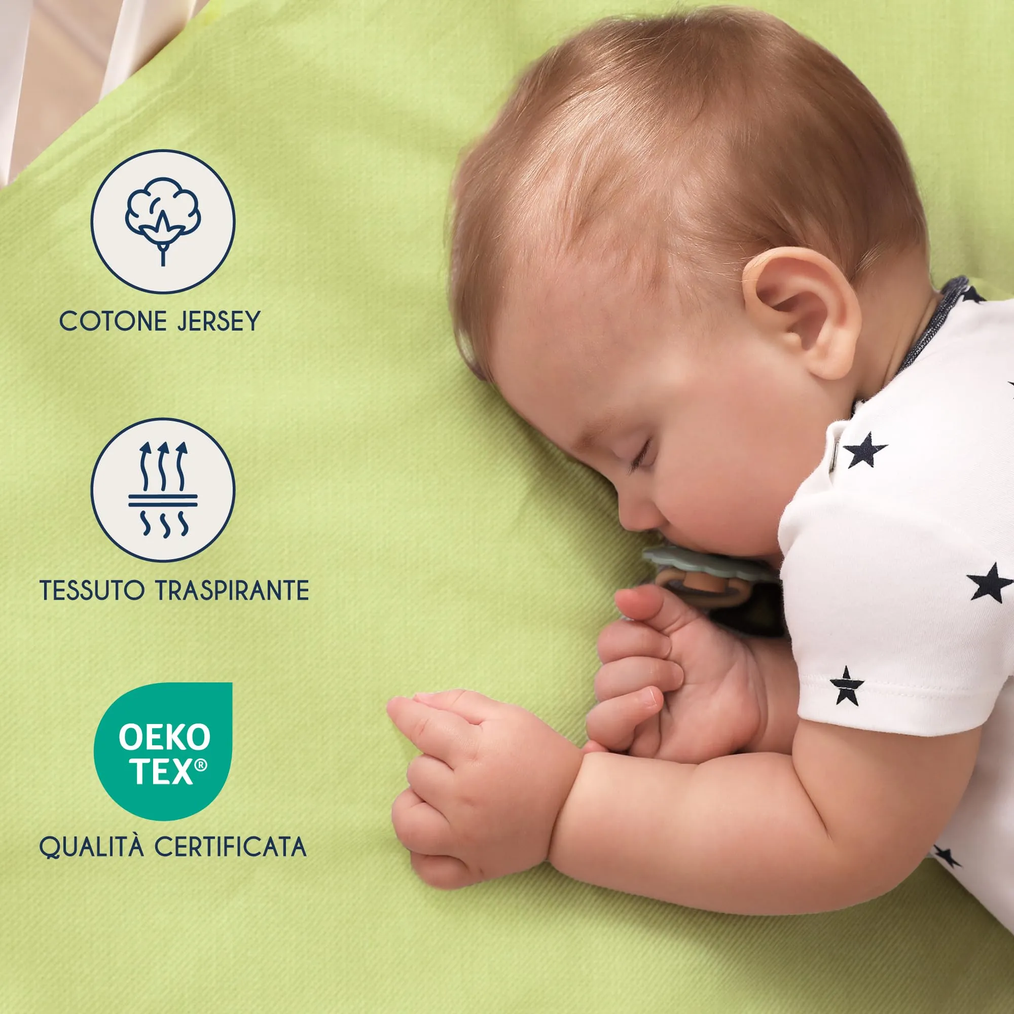 Dreamzie Set 2 Lenzuoli con Angoli in Cotone per Bambini 40x90 Verde Oeko Tex - immagine 3