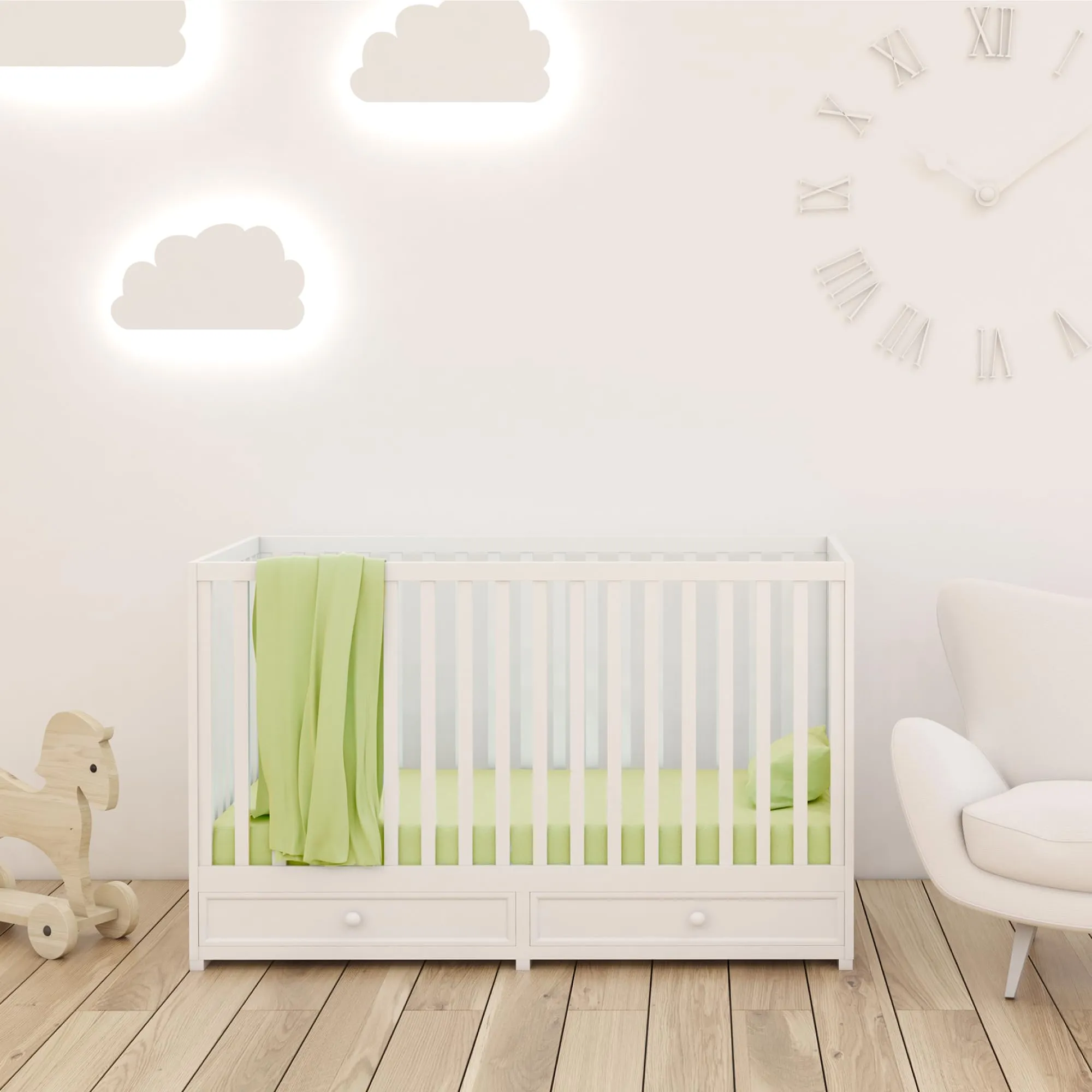 Dreamzie Set 2 Lenzuoli con Angoli in Cotone per Bambini 40x90 Verde Oeko Tex - immagine 5