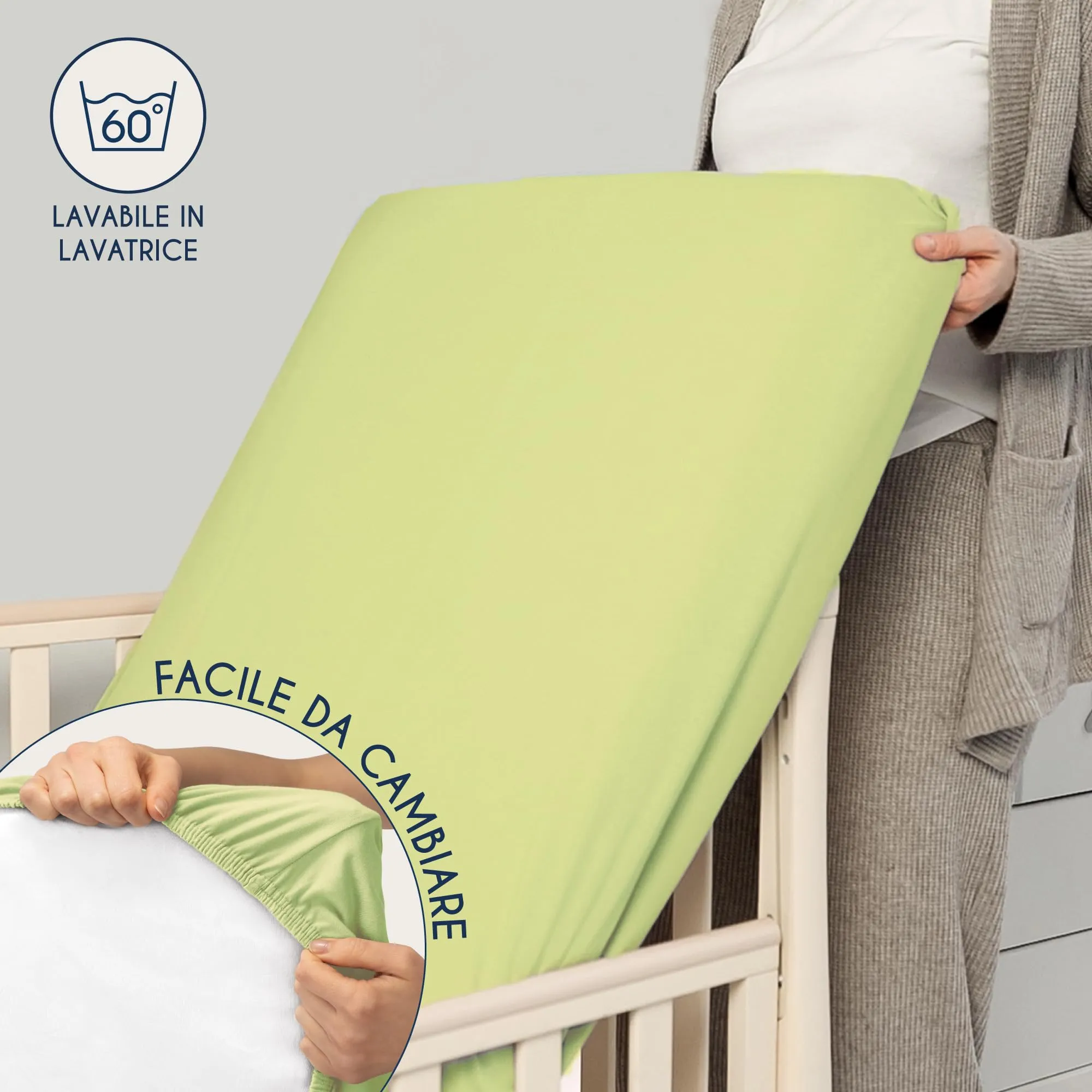 Dreamzie Set 2 Lenzuoli con Angoli in Cotone per Bambini 40x90 Verde Oeko Tex - immagine 6