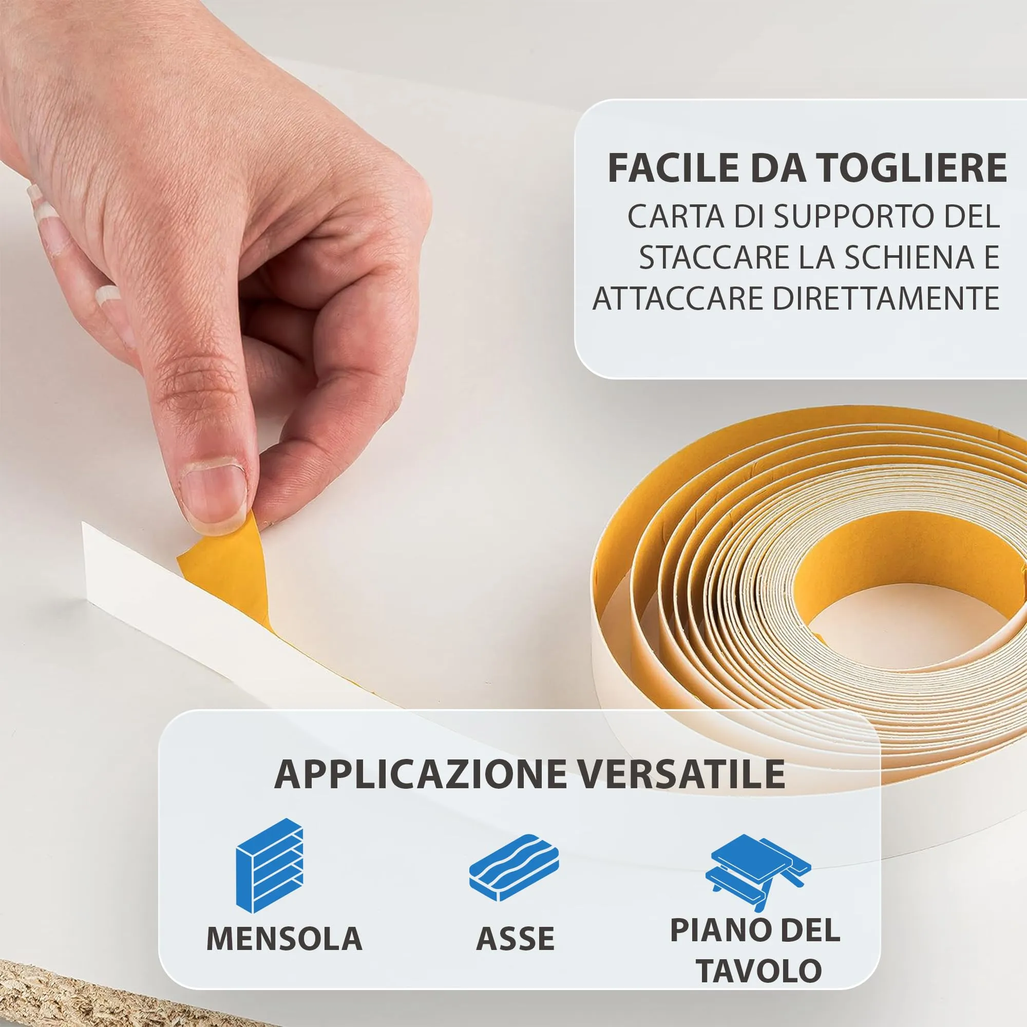 haggiy Nastro autoadesivo per bordi in melamina, 18 mm x 5 m, Grigio Cenere - immagine 5