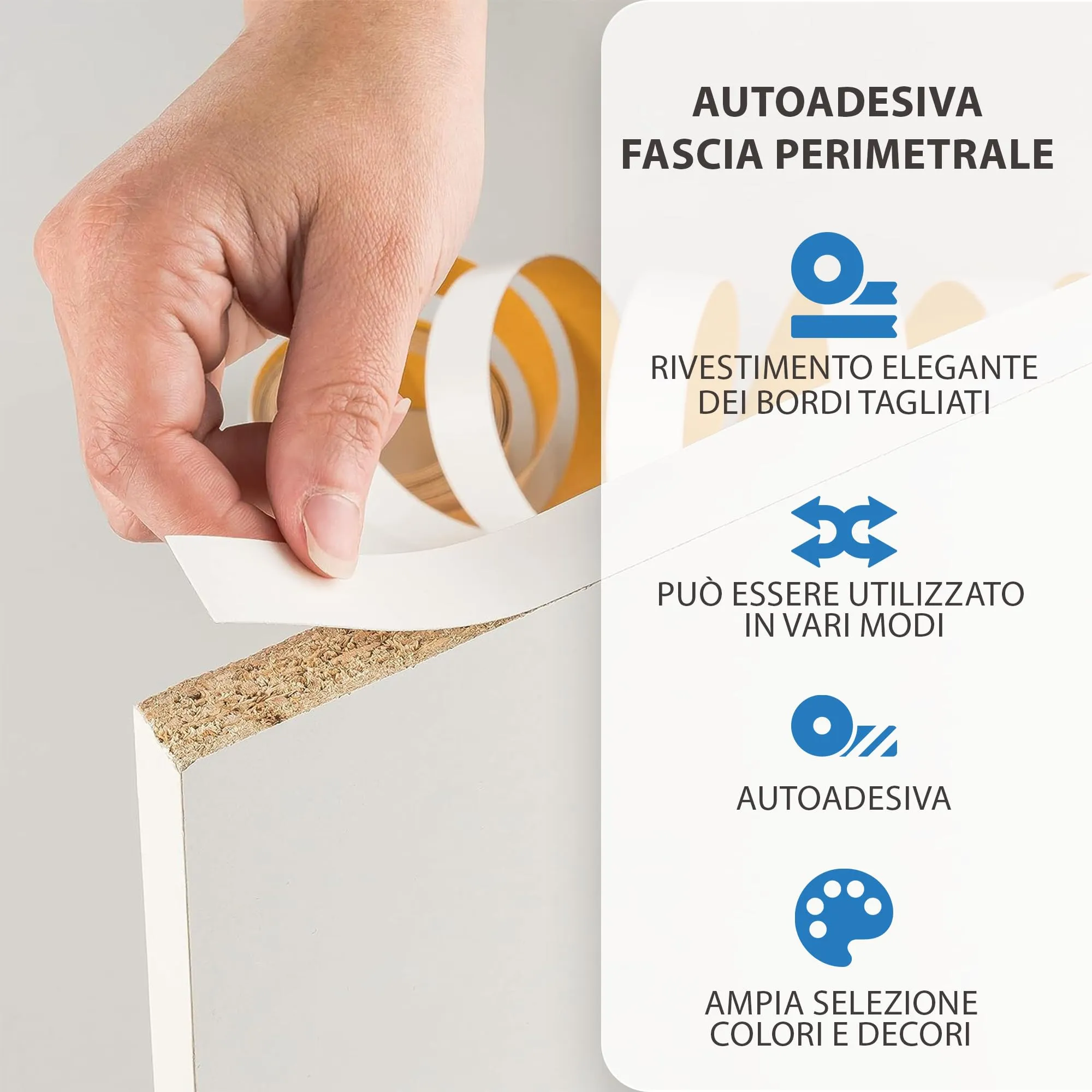 haggiy Nastro Bordi Melamina Autoadesivo - 40mm x 5m, Rovere Selvaggio - immagine 2