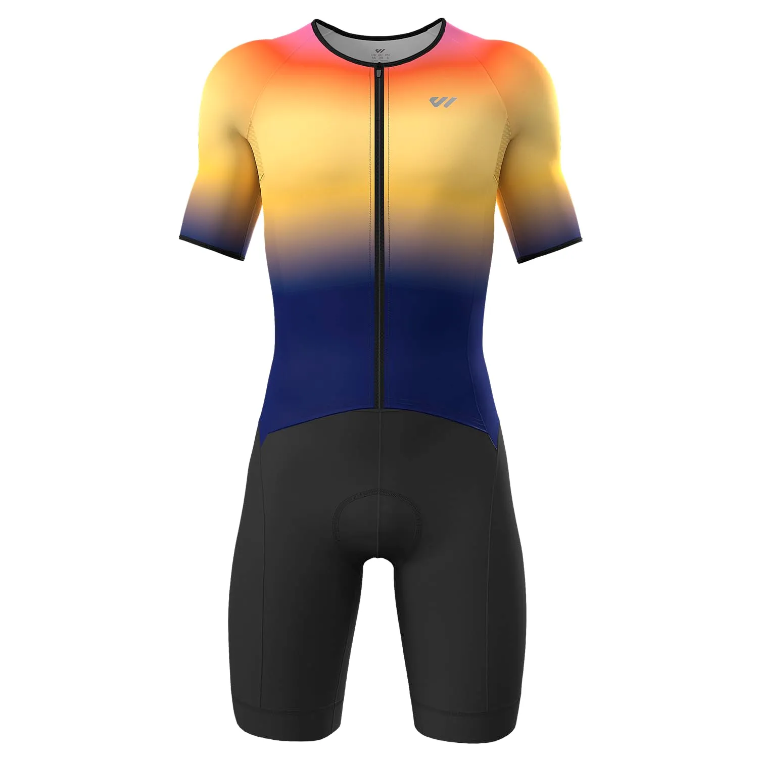 Lo.gas Tuta Triathlon Uomo Stretch Full Zip Antivento Traspirante Riflettente Imbottita Colore Solido - immagine 2