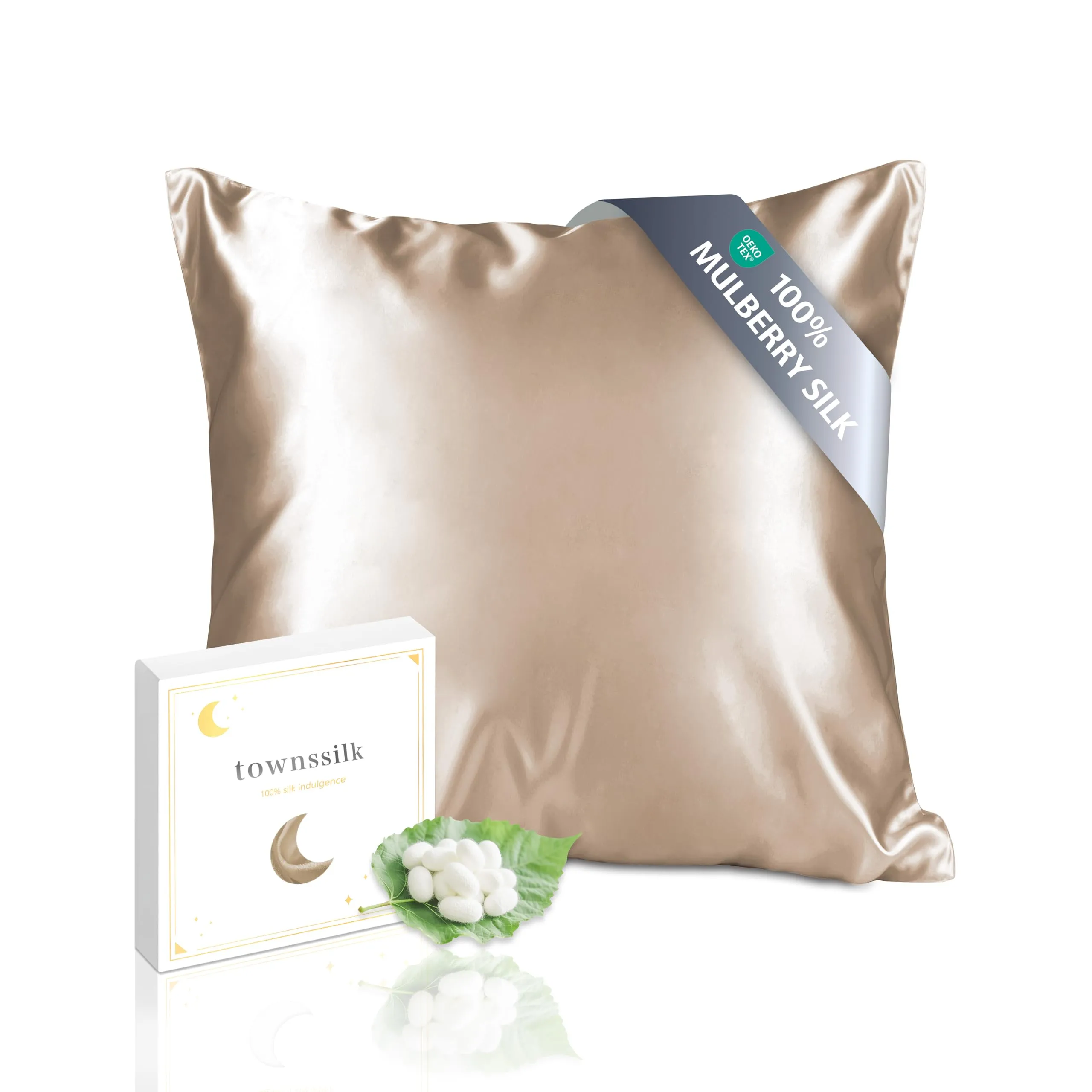townssilk Federa in Seta di Gelso 19 Momme, Doppia Faccia, 80x80cm, Lightbronze - immagine 1