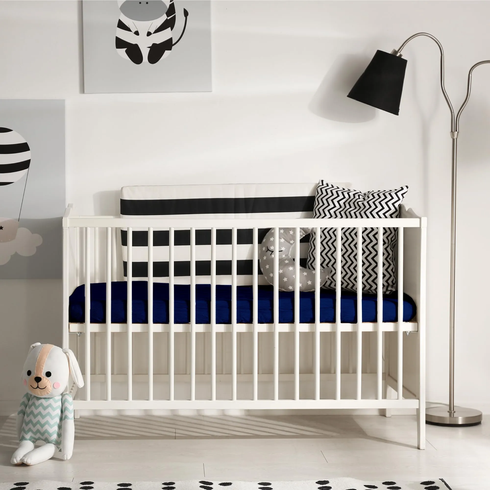 Dreamzie Set 2 Lenzuoli con Angoli in Cotone per Bambini 40x90 Blu Scuro Oeko Tex - immagine 5