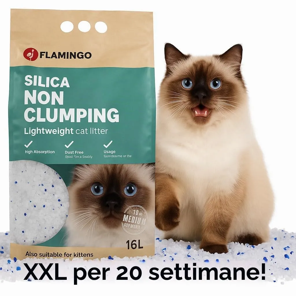 Flamingo Lettiera al Silicio per Gatti, Granulato Medio, 16L - immagine 2