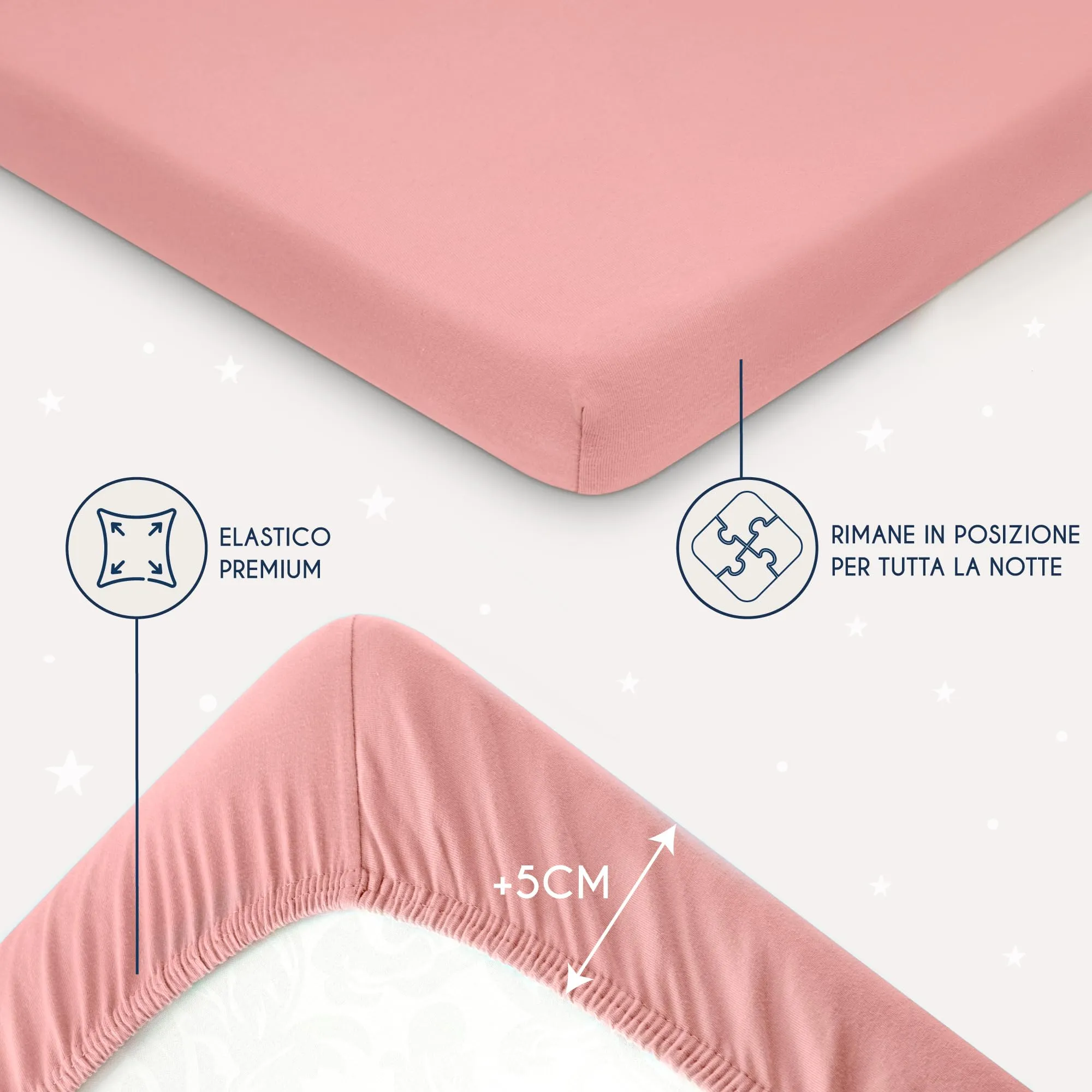 Dreamzie Set 2 Lenzuola con Angoli in Cotone per Bambini 40x90 Rosa Oeko Tex certificato - immagine 4
