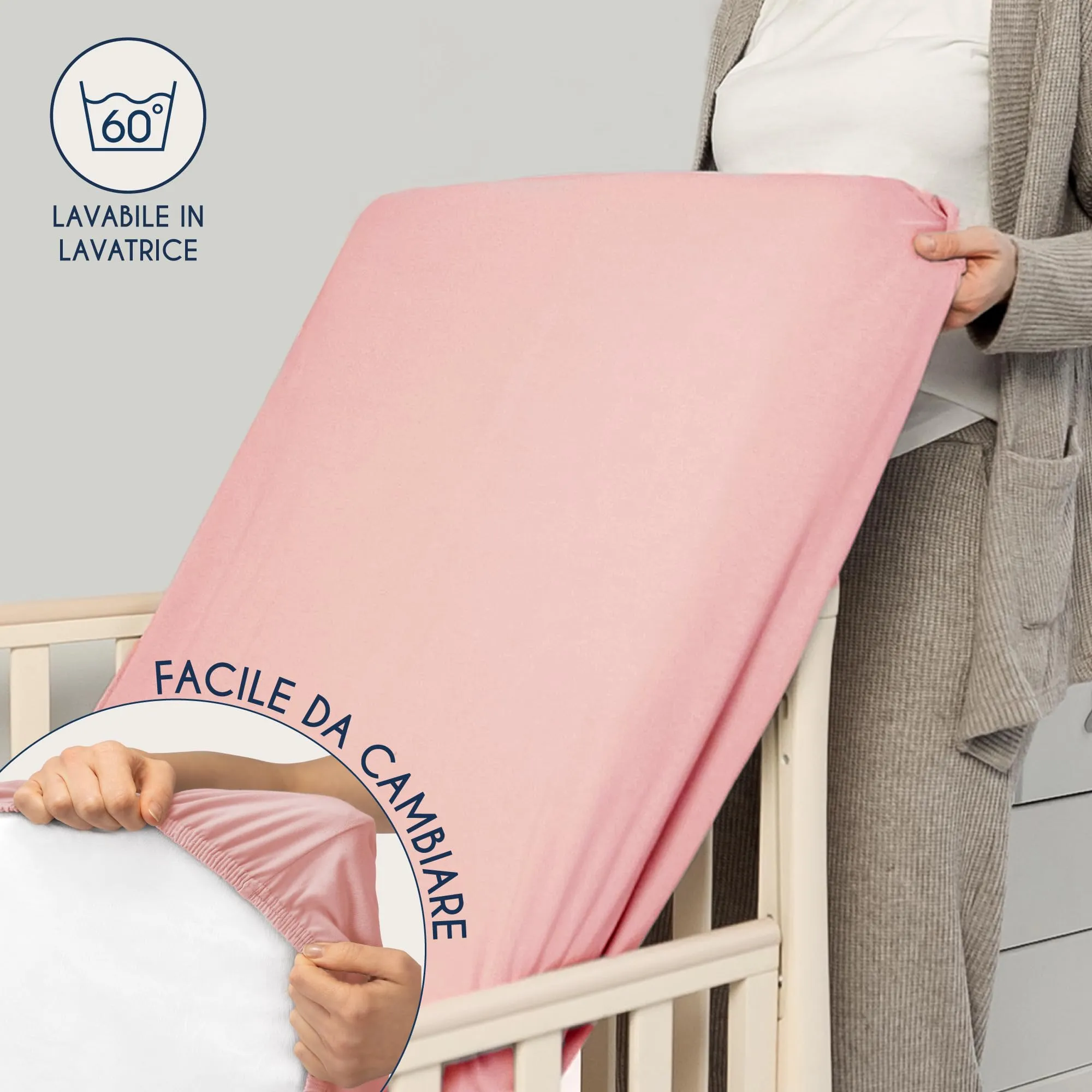 Dreamzie Set 2 Lenzuola con Angoli in Cotone per Bambini 40x90 Rosa Oeko Tex certificato - immagine 6