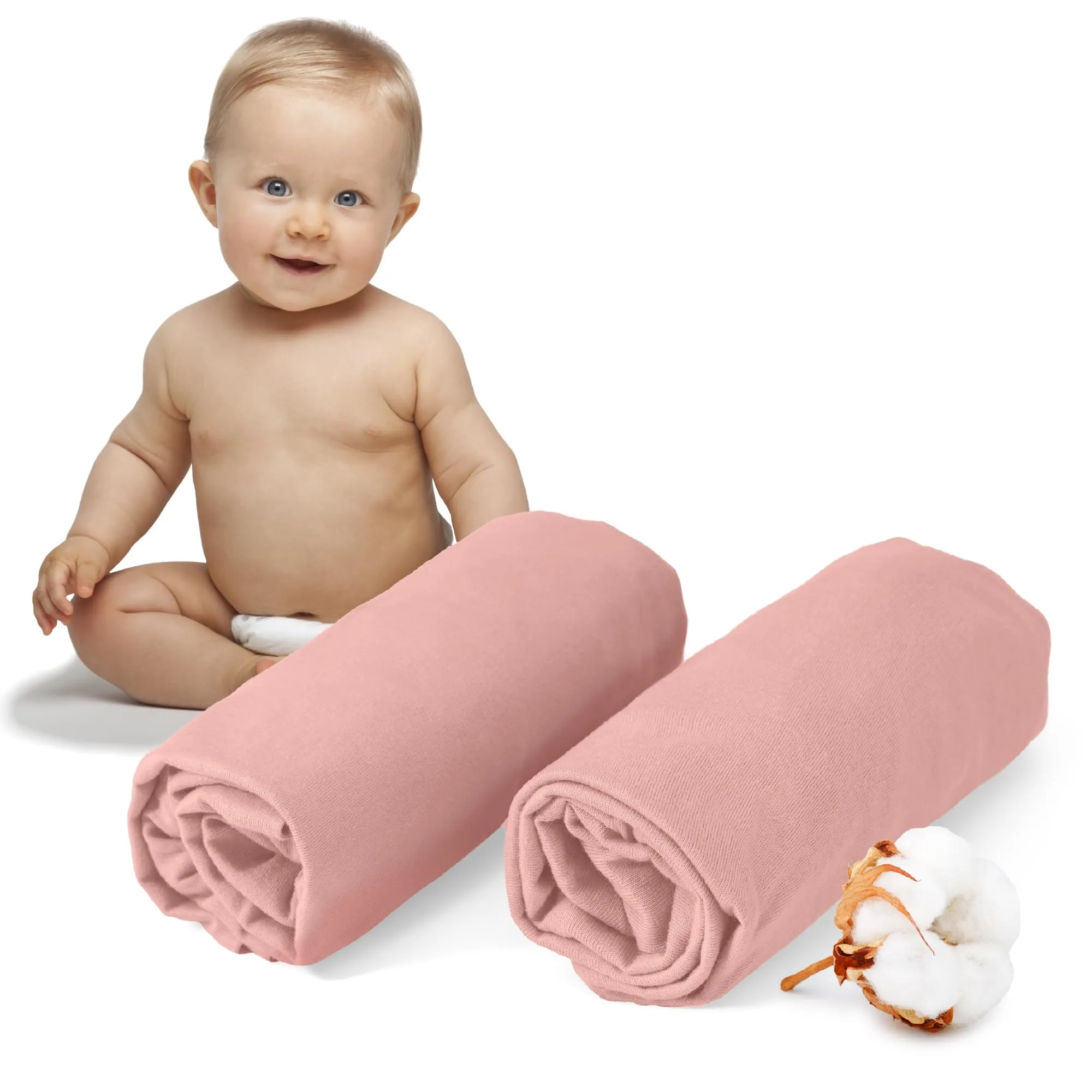 Dreamzie Set 2 Lenzuoli con Angoli in Cotone per Bambini 40x80 Rosa Oeko Tex Certificato - immagine 1