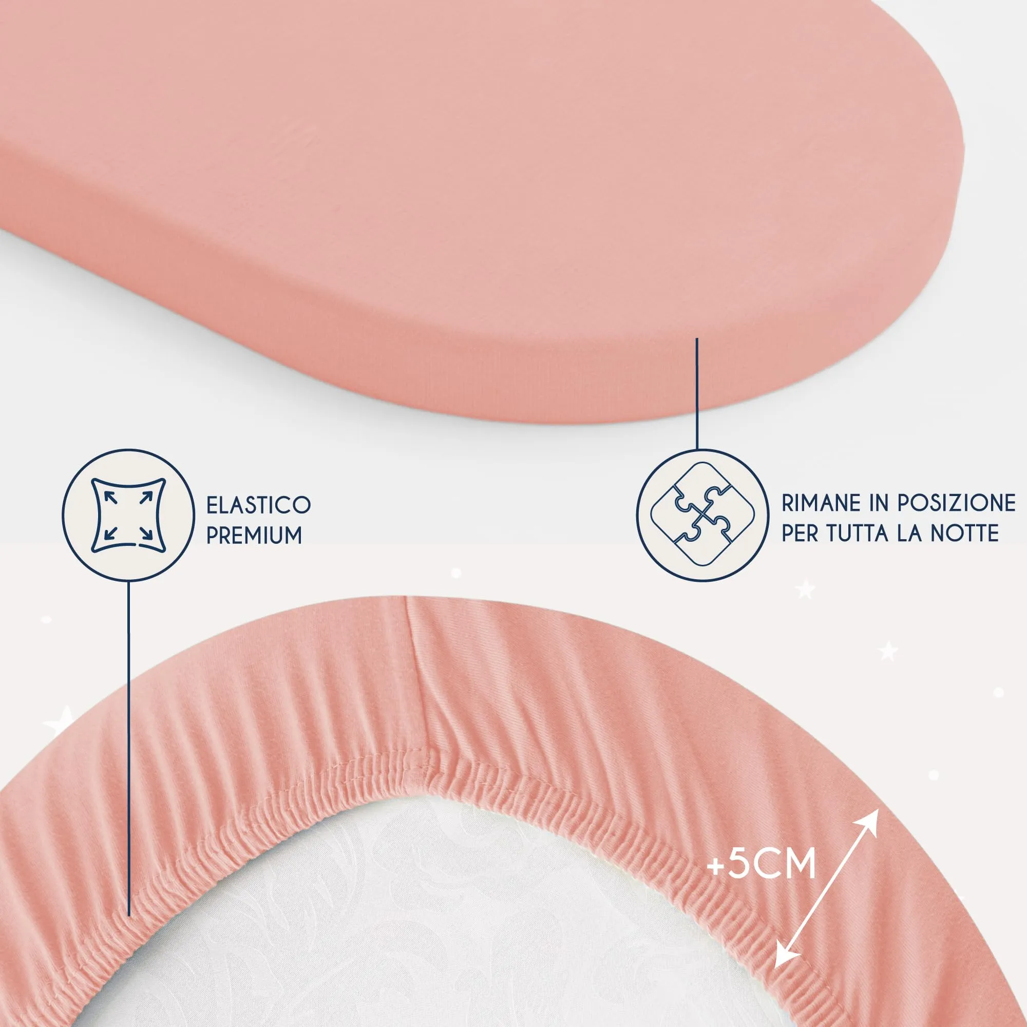 Dreamzie Set 2 Lenzuoli con Angoli in Cotone per Bambini 40x80 Rosa Oeko Tex Certificato - immagine 4