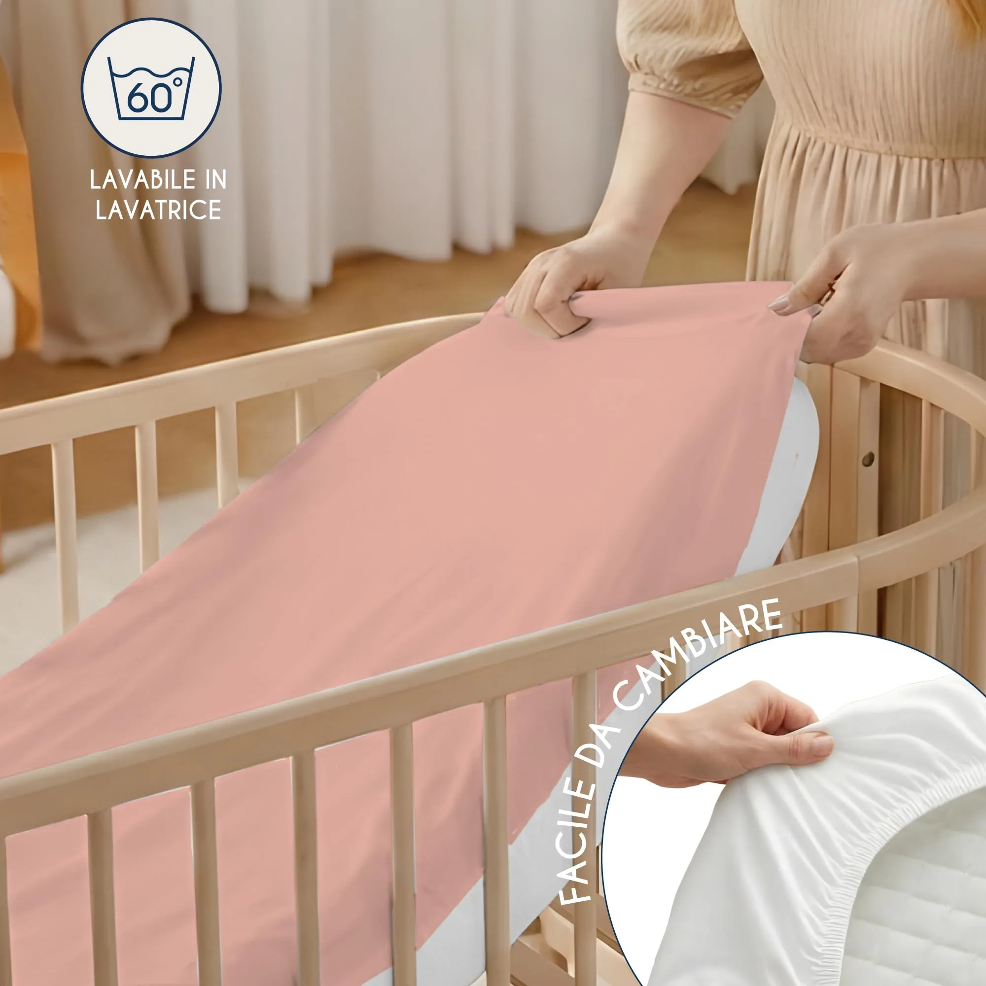 Dreamzie Set 2 Lenzuoli con Angoli in Cotone per Bambini 40x80 Rosa Oeko Tex Certificato - immagine 6