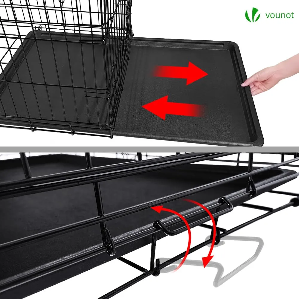 VOUNOT Gabbia per Cani Pieghevole in Metallo con 2 Porte e Vassoio Rimovibile, 122x75x81cm, Nero - immagine 5