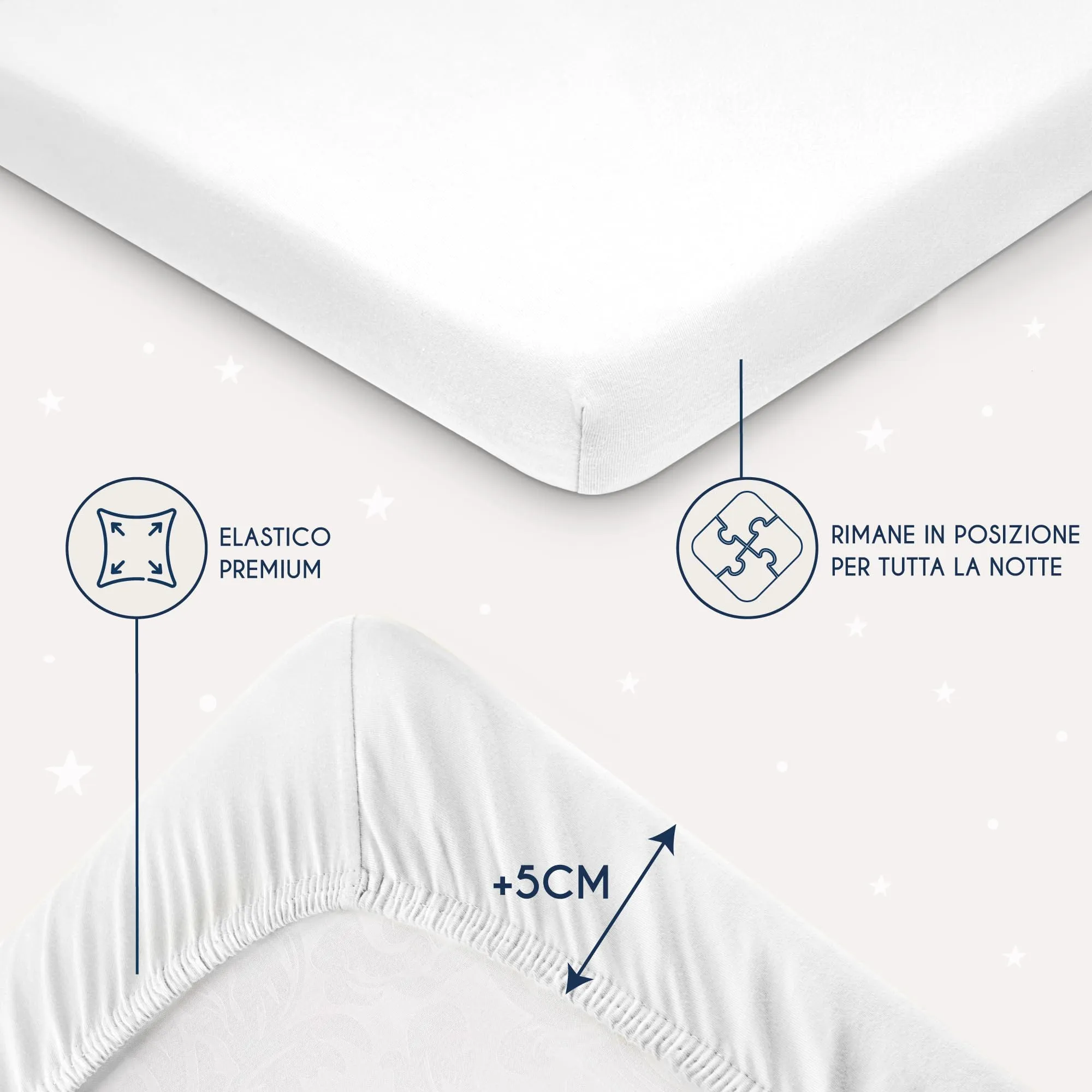 Dreamzie Set 2 Lenzuoli con Angoli in Cotone per Bambini, 40x90, Bianco, Certificato Oeko Tex - immagine 4