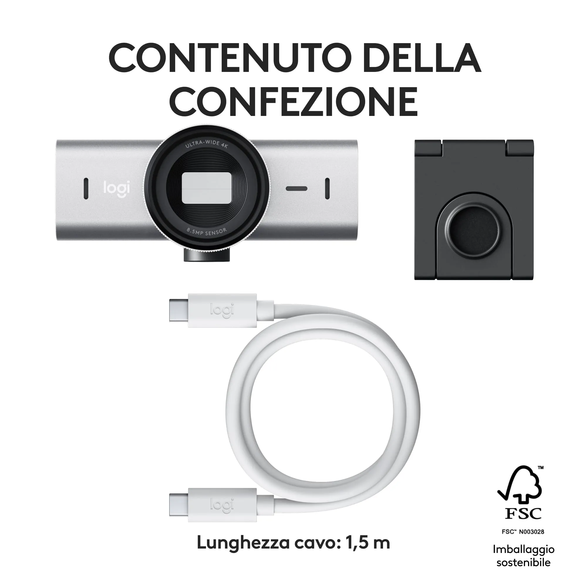 Logitech MX Brio 4K Webcam - Grigio chiaro - immagine 11