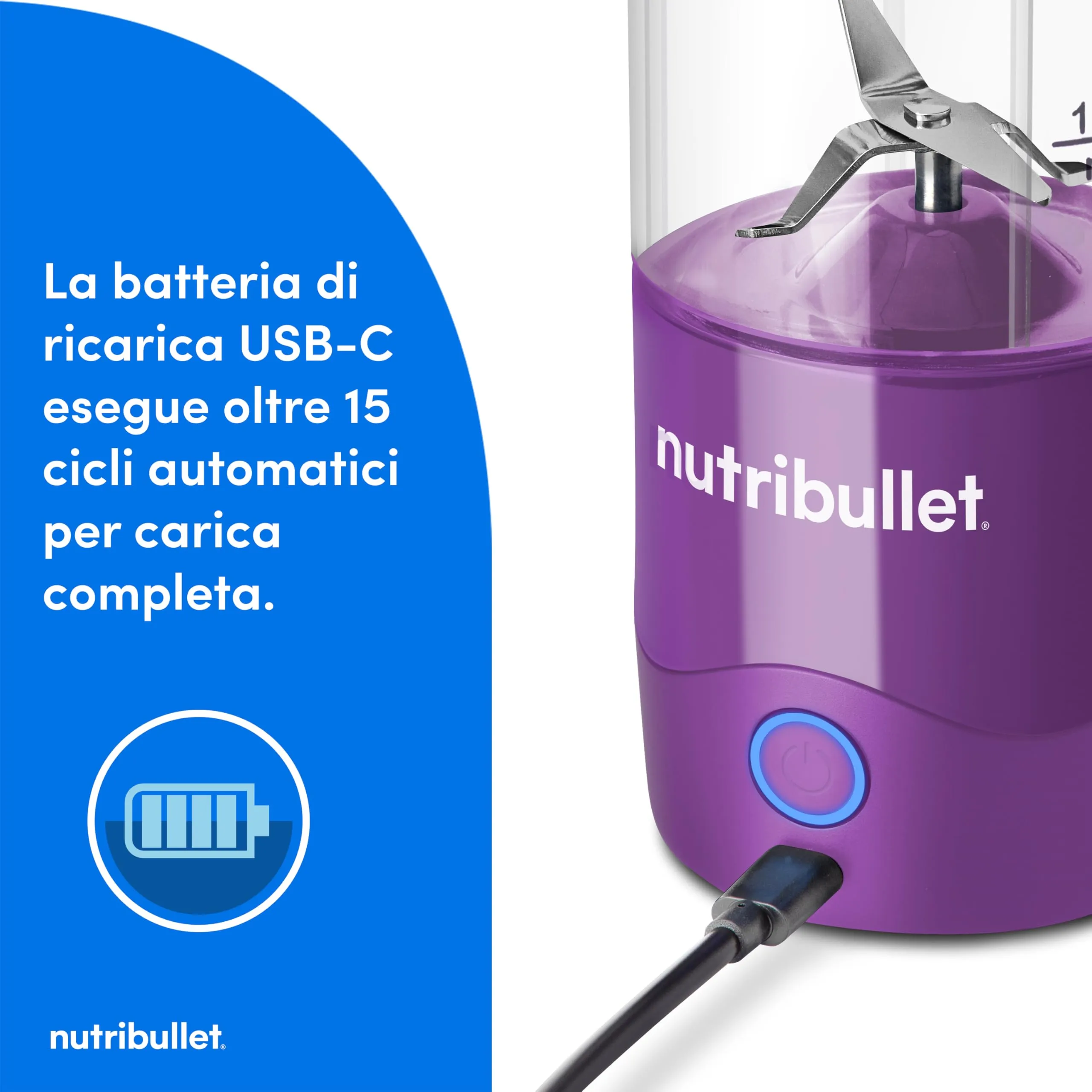 NutriBullet Portable Frullatore Portatile 475 ml Viola - immagine 3