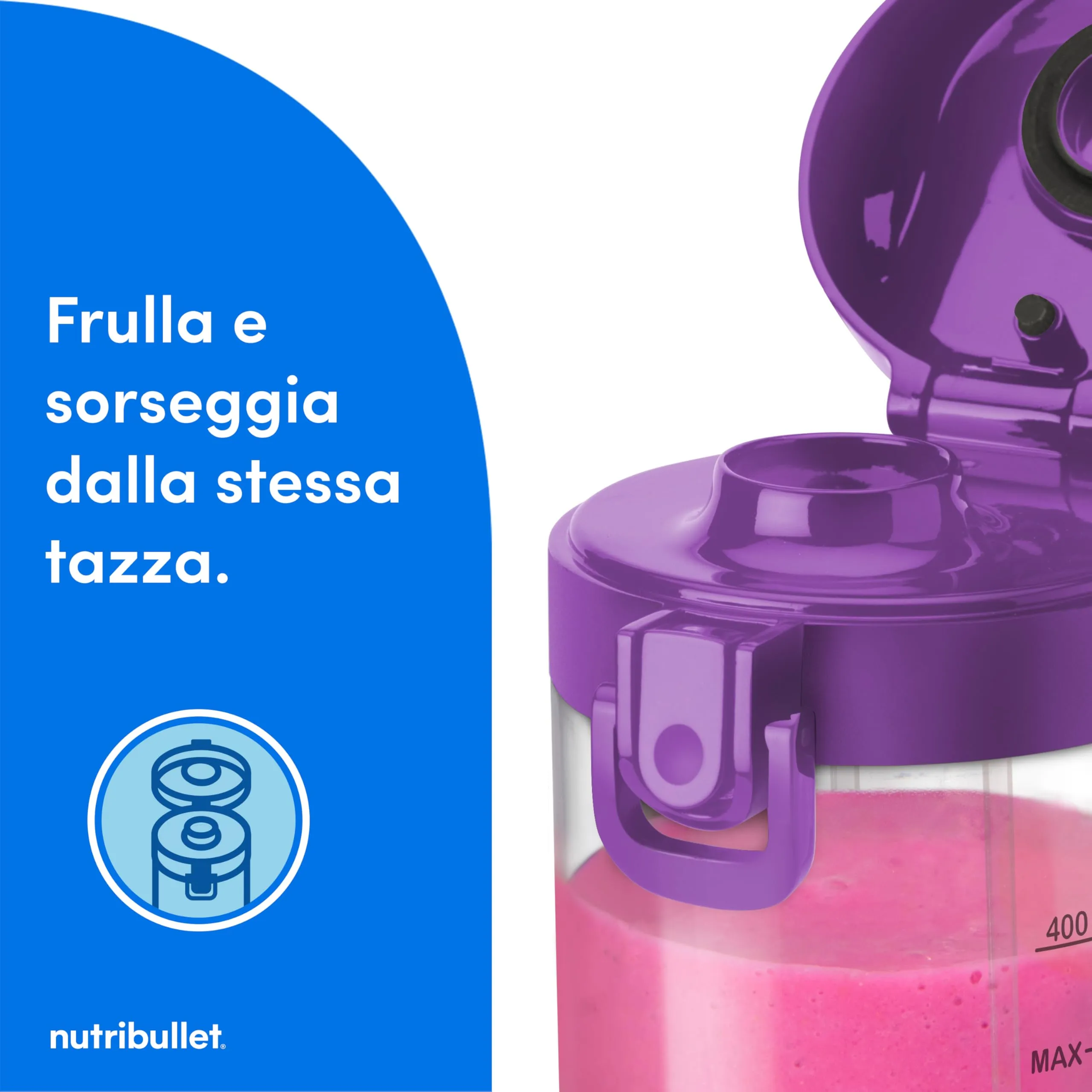 NutriBullet Portable Frullatore Portatile 475 ml Viola - immagine 5