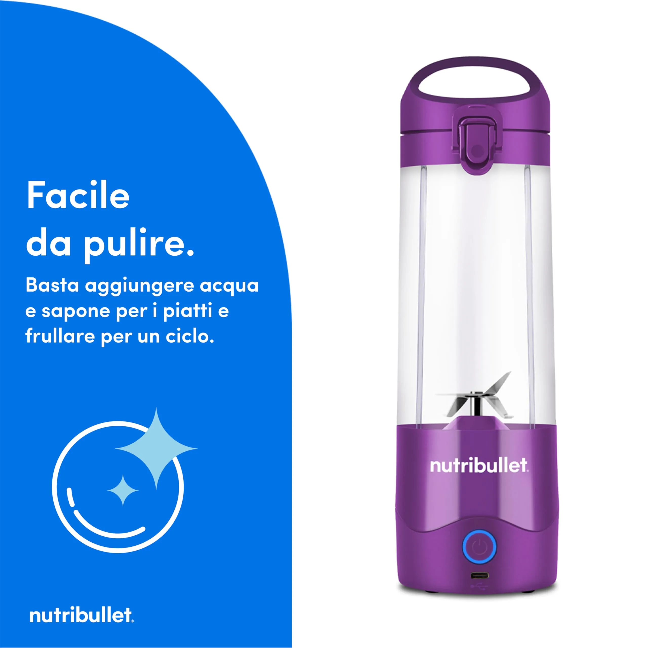 NutriBullet Portable Frullatore Portatile 475 ml Viola - immagine 6