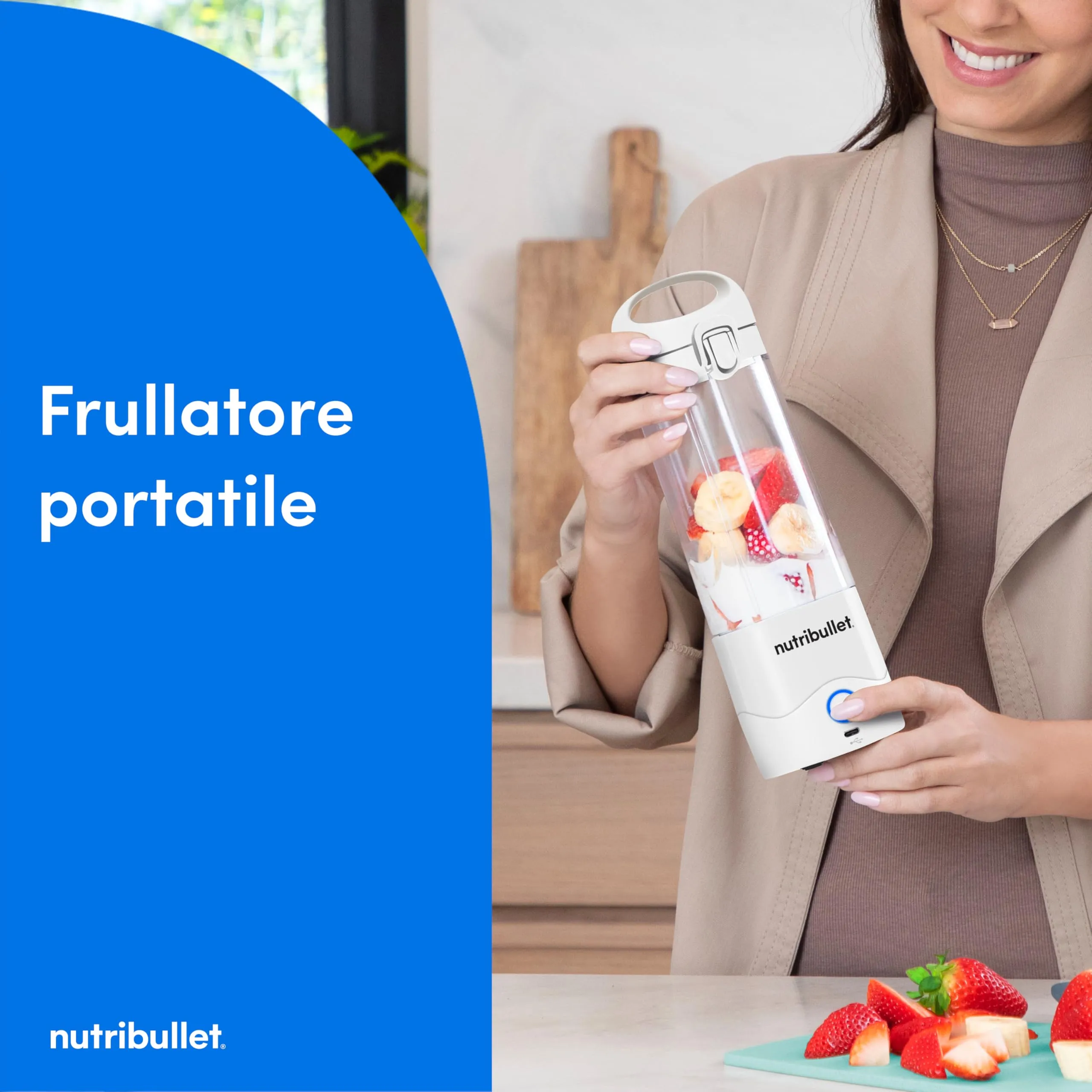 NutriBullet Portable Frullatore Portatile 475ml Bianco - immagine 2