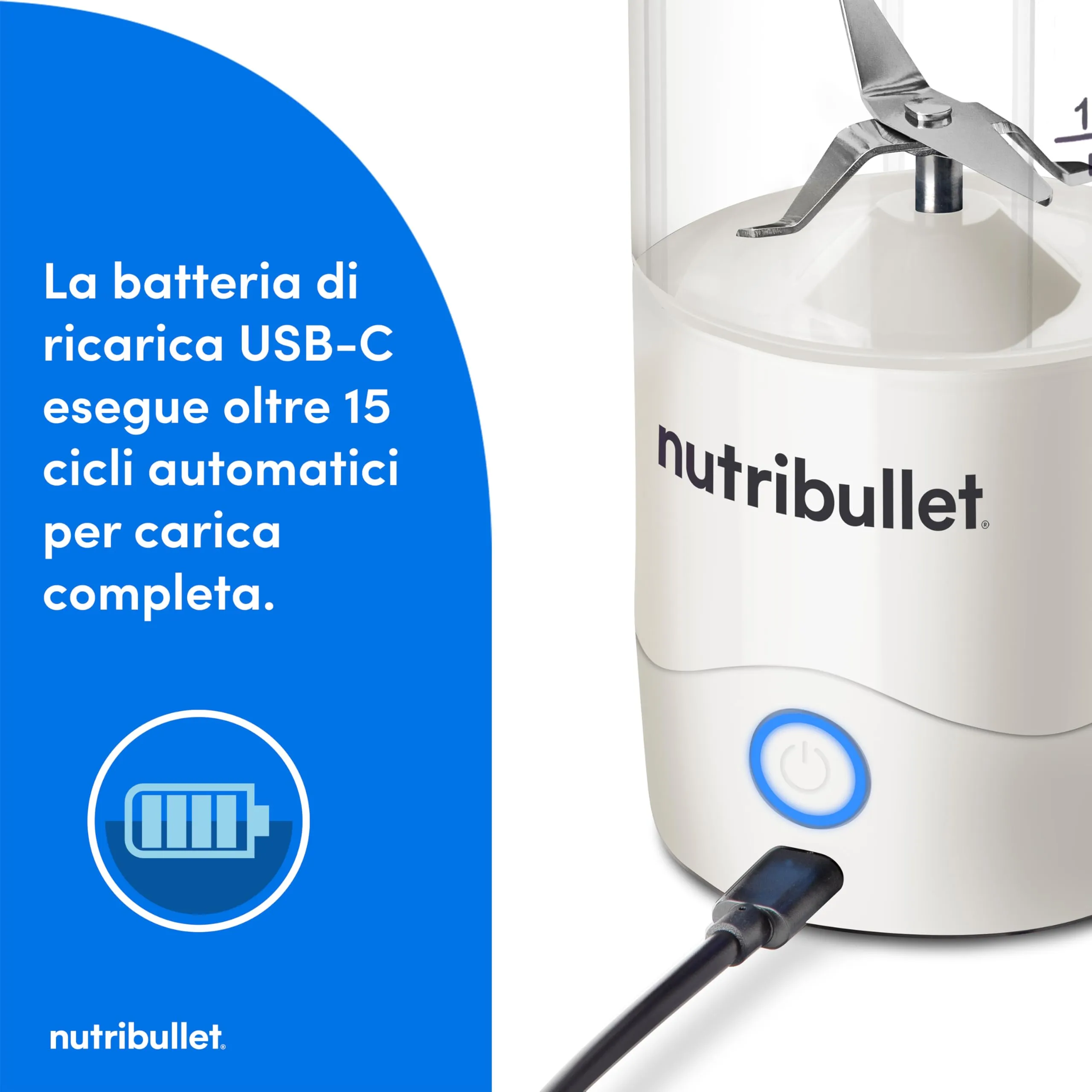 NutriBullet Portable Frullatore Portatile 475ml Bianco - immagine 3