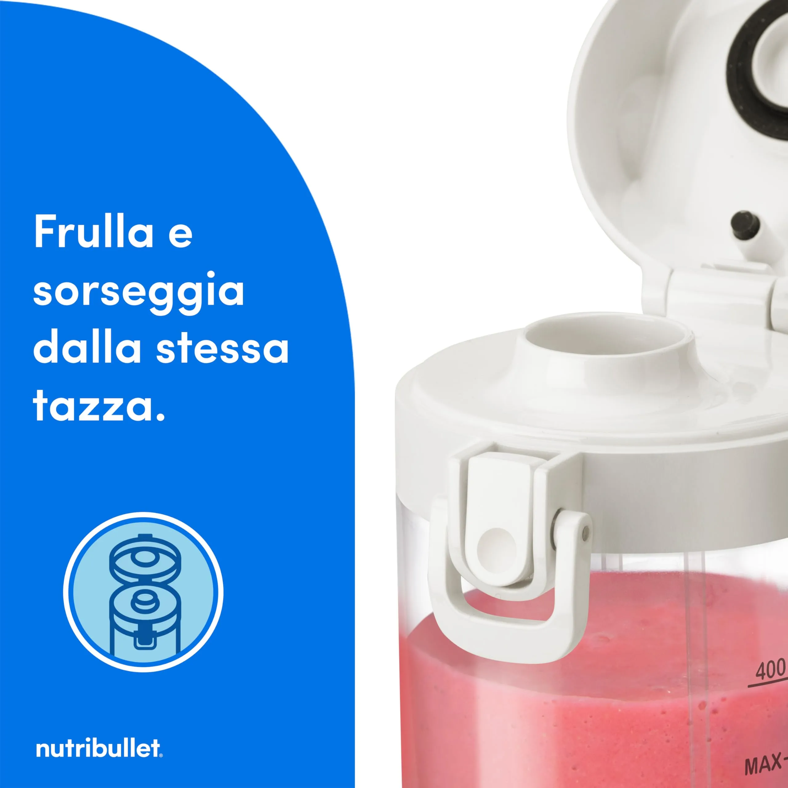 NutriBullet Portable Frullatore Portatile 475ml Bianco - immagine 5