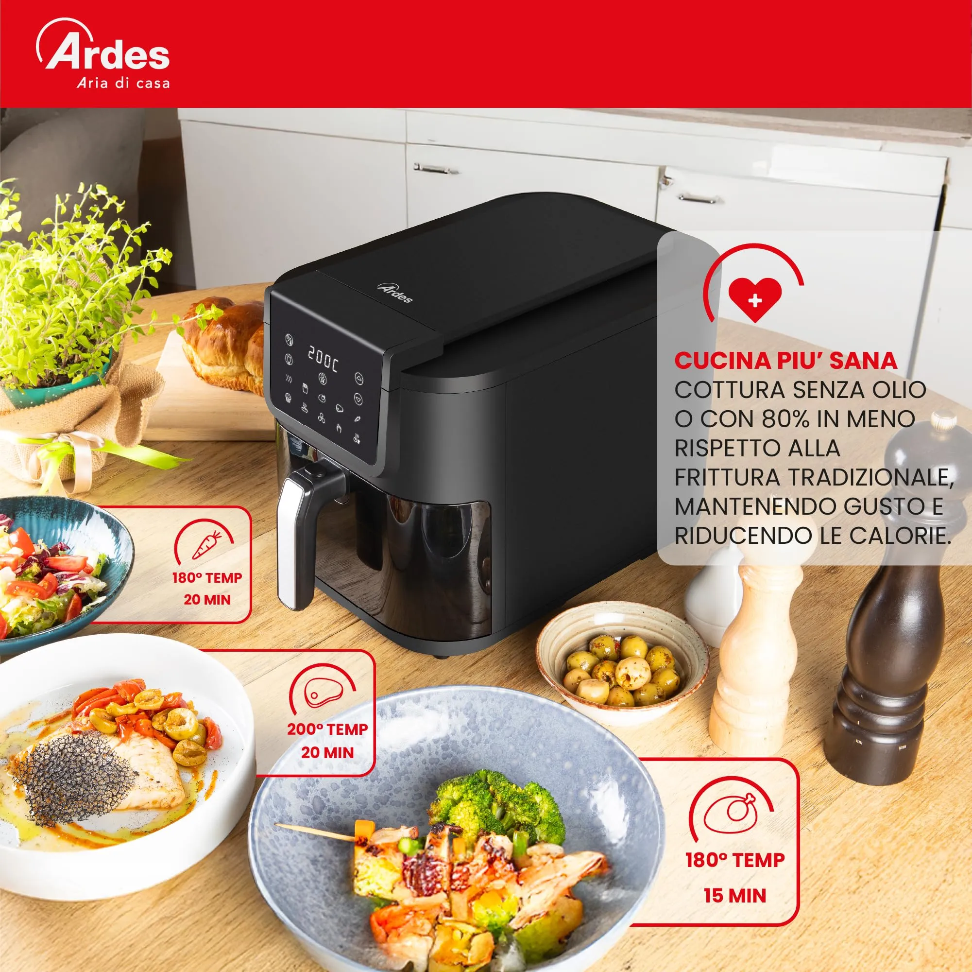 Ardes Friggisana Infinity ARFRYA08LV Friggitrice ad Aria 8 Litri 10 in 1 con Finestra e Tecnologia Rapid Air - immagine 5