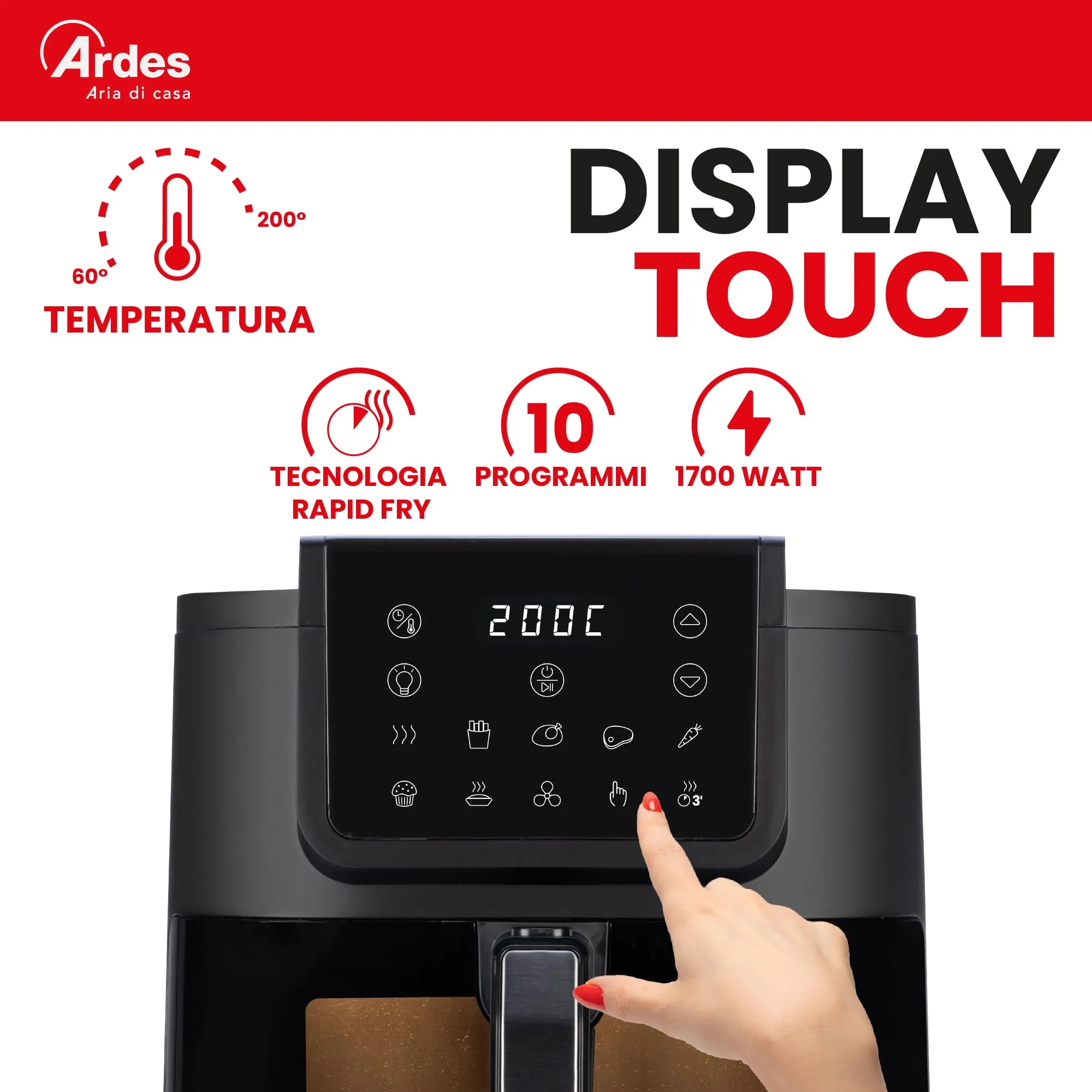Ardes Friggisana Infinity ARFRYA08LV Friggitrice ad Aria 8 Litri 10 in 1 con Finestra e Tecnologia Rapid Air - immagine 7