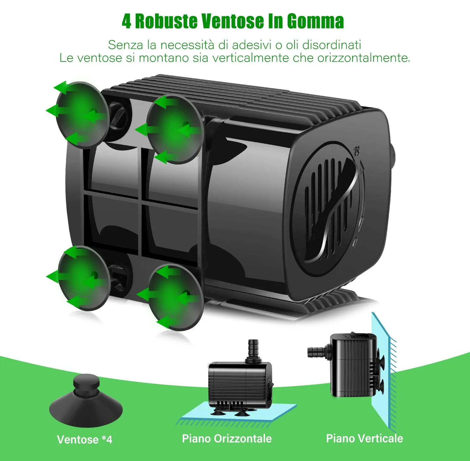 Lnicez Pompa ad Acqua Sommergibile 30W 2500L/H con 5 Ugelli e Cavo da 1,9m per Acquario, Laghetto e Fontane - immagine 3