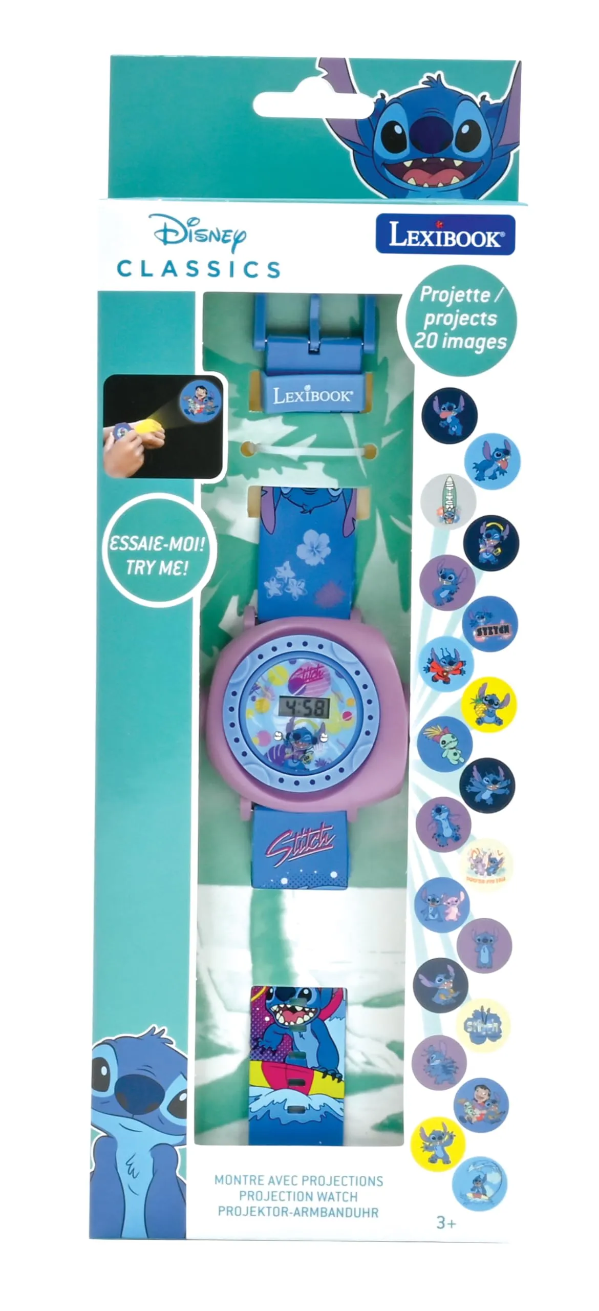 Lexibook Disney Stitch Orologio a proiezione con schermo digitale DMW050D - immagine 4