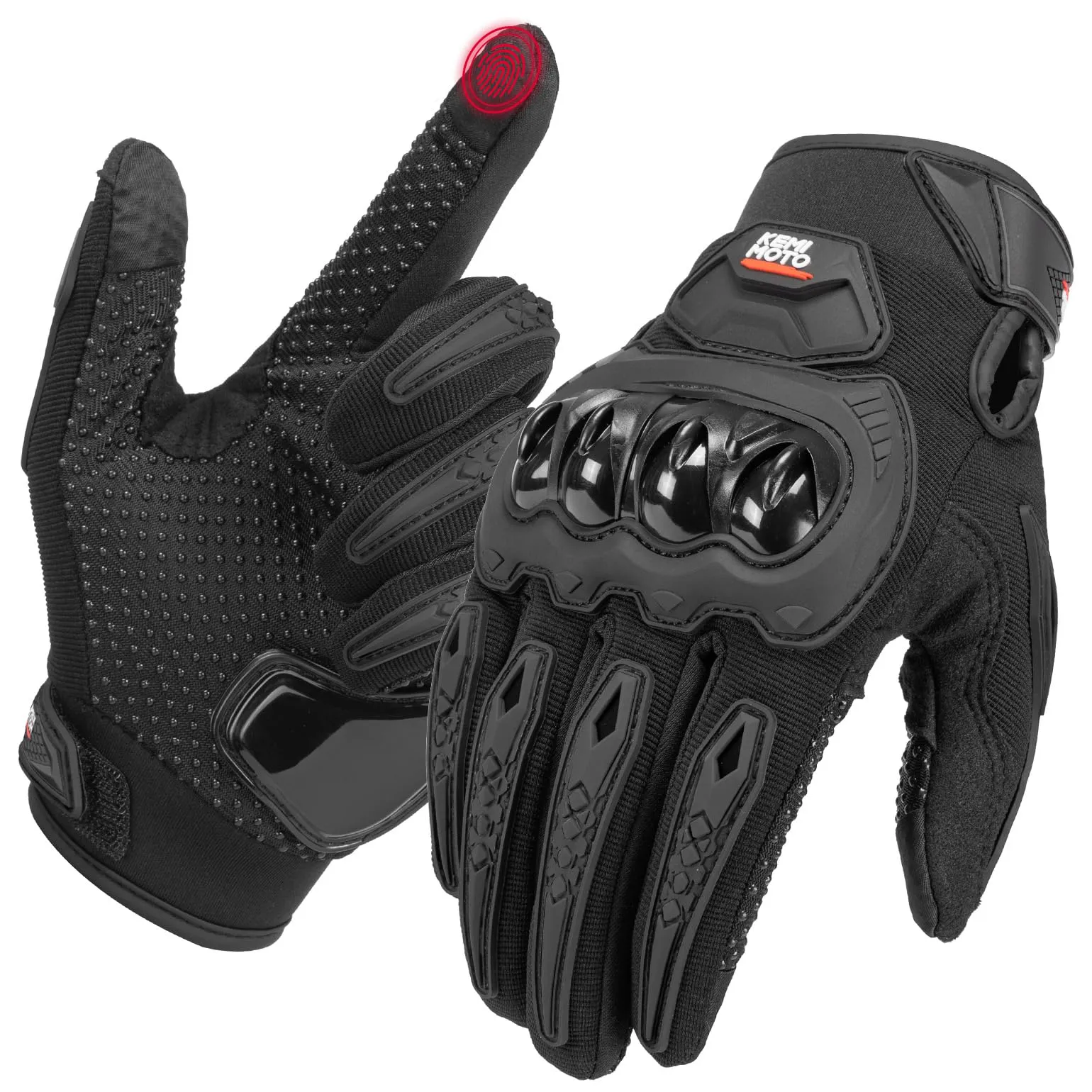 KEMIMOTO Guanti Moto Estivi Touchscreen con Protezione (Nero, L) - immagine 1