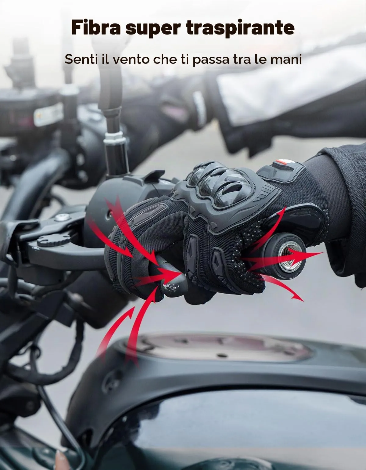 KEMIMOTO Guanti Moto Estivi Touchscreen con Protezione (Nero, L) - immagine 3