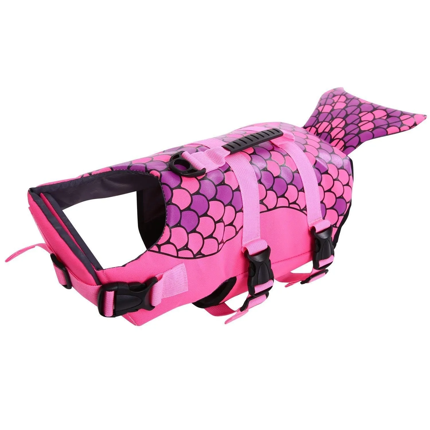 CITÉTOILE Giubbotto di Salvataggio per Cani a Forma di Sirena con Manico, Rosa, Taglia M - immagine 1