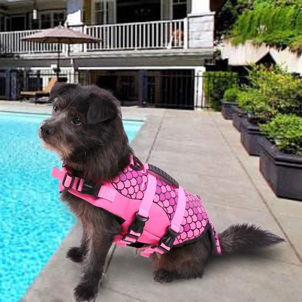 CITÉTOILE Giubbotto di Salvataggio per Cani a Forma di Sirena con Manico, Rosa, Taglia M - immagine 6