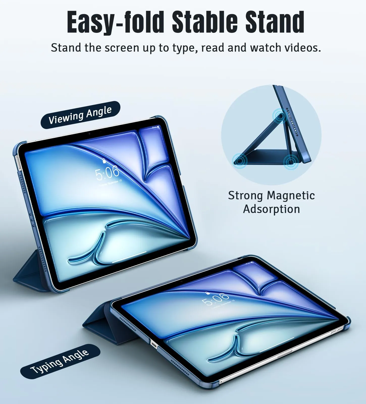 TiMOVO Cover per iPad Air 11" M4/M3/M2, Air 5a/4a Gen 10.9", Blu Abisso - immagine 4