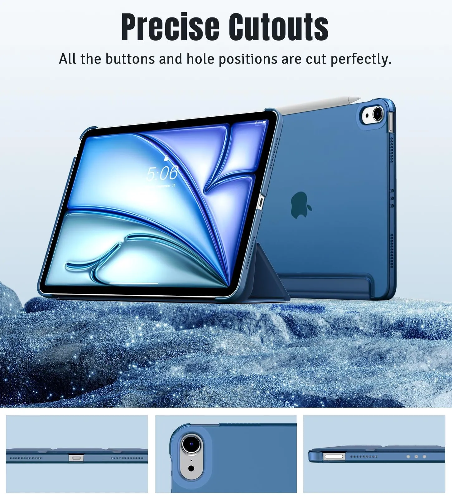 TiMOVO Cover per iPad Air 11" M4/M3/M2, Air 5a/4a Gen 10.9", Blu Abisso - immagine 6