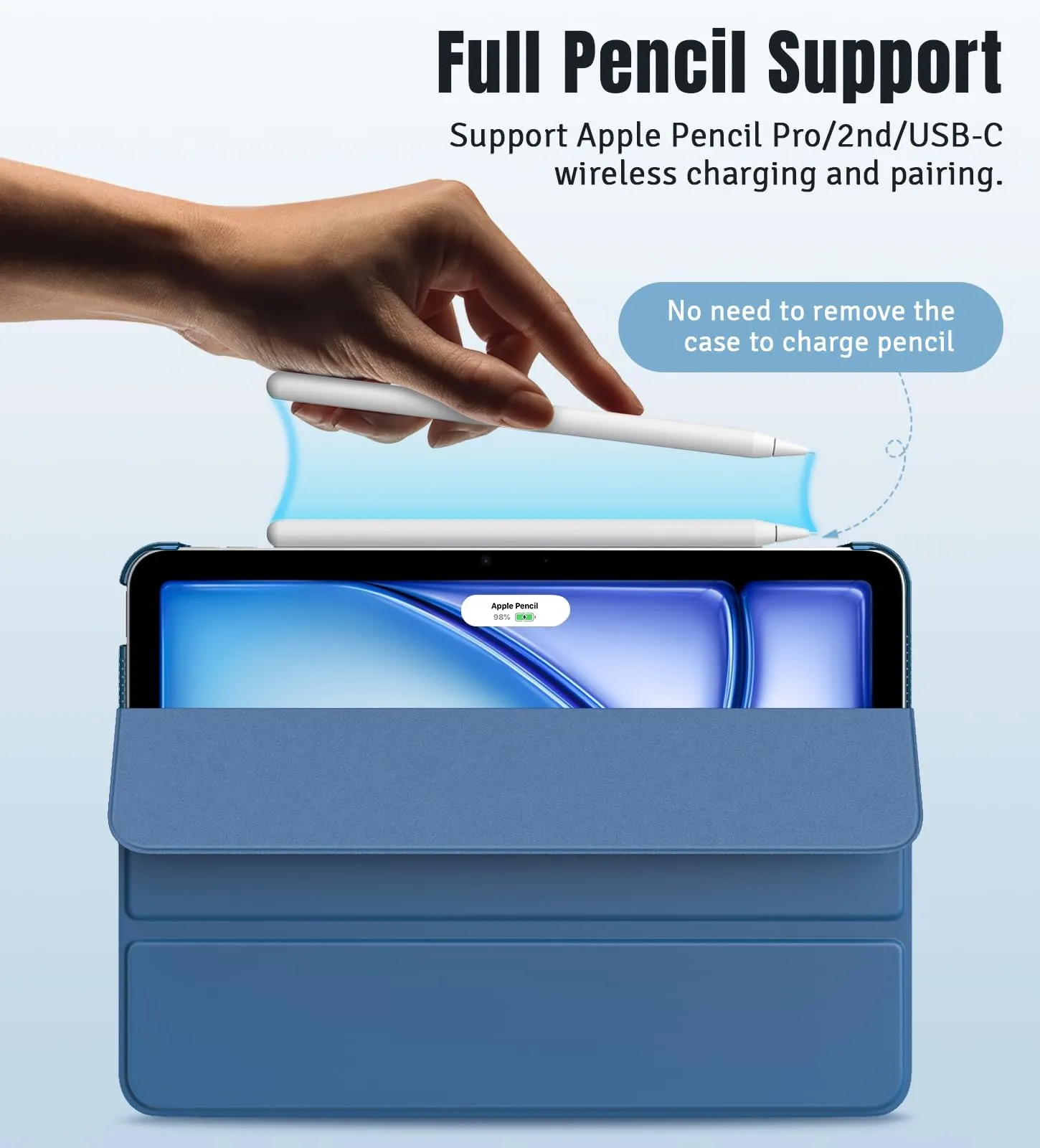 TiMOVO Cover per iPad Air 11" M4/M3/M2, Air 5a/4a Gen 10.9", Blu Abisso - immagine 8