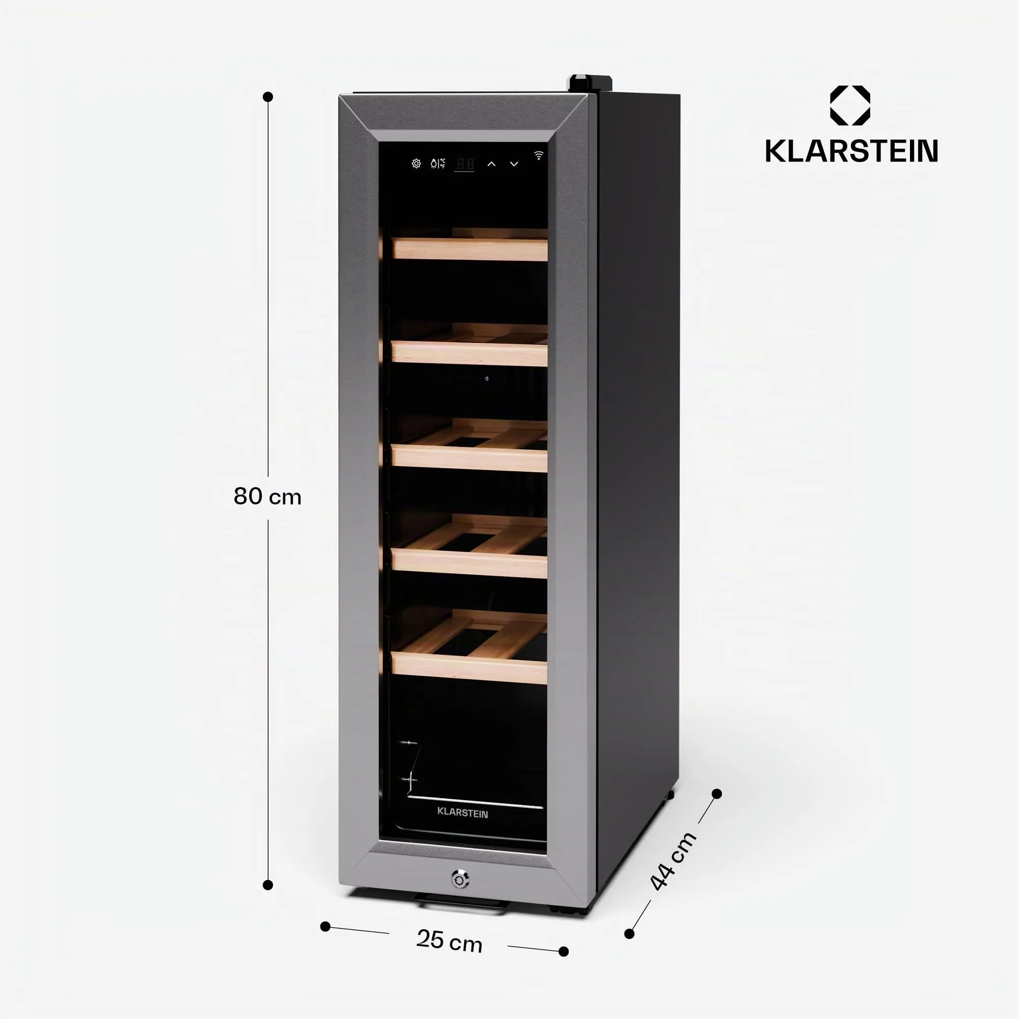 Klarstein Cantinetta Vino a Zona Singola, Porta in Vetro, Touch Control, 5-18°C, 12 Bottiglie - immagine 8